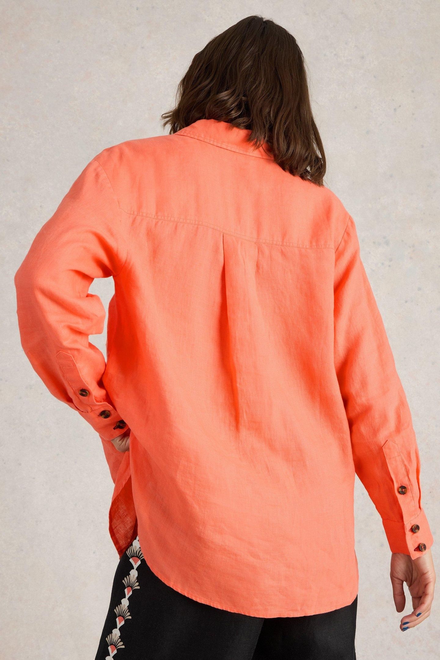 LYDIA LINEN SHIRT BRIGHT ORANGE 3