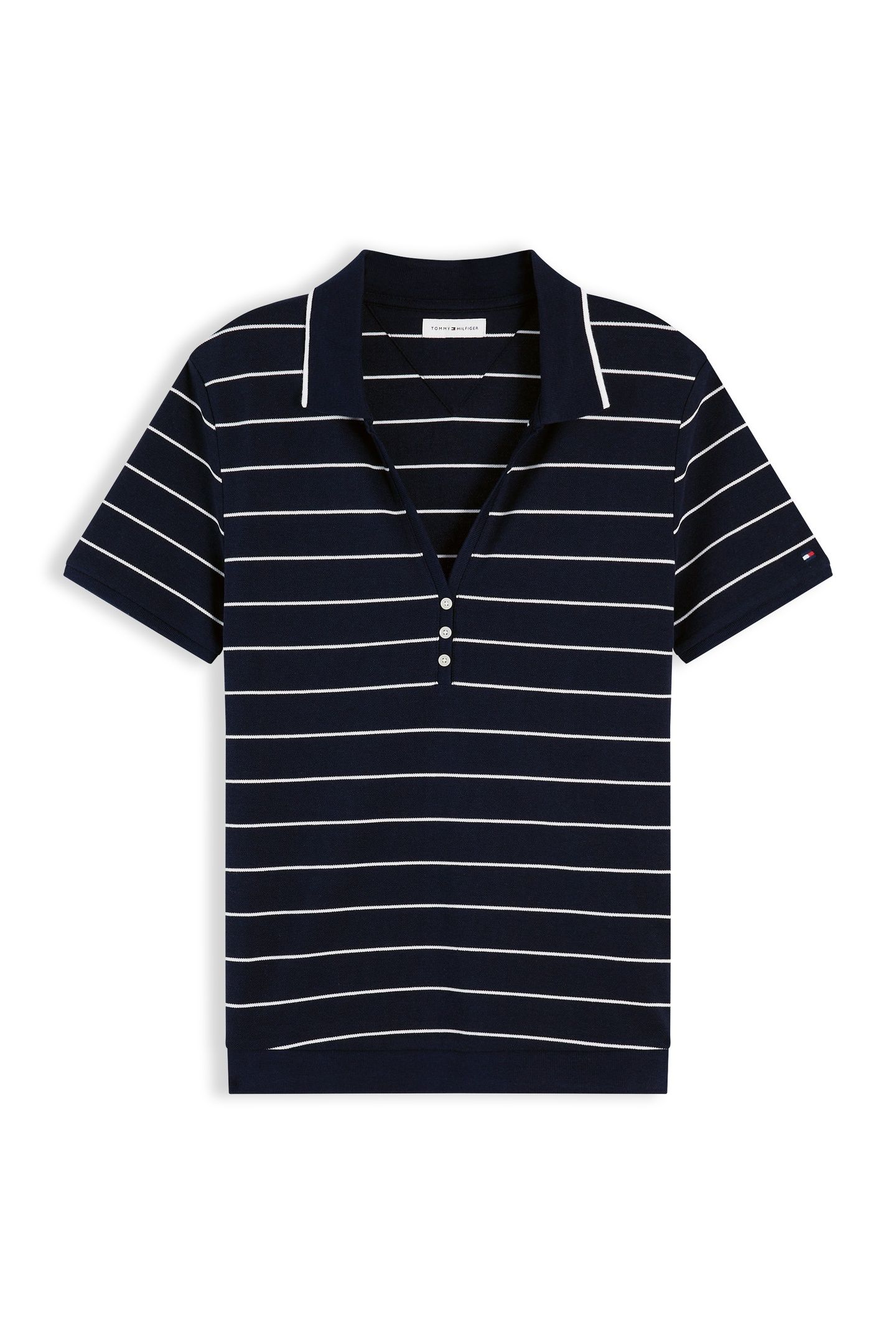 LYOCELL HENLEY SS FINE DARK NIGHT NAVY/WHITE 5