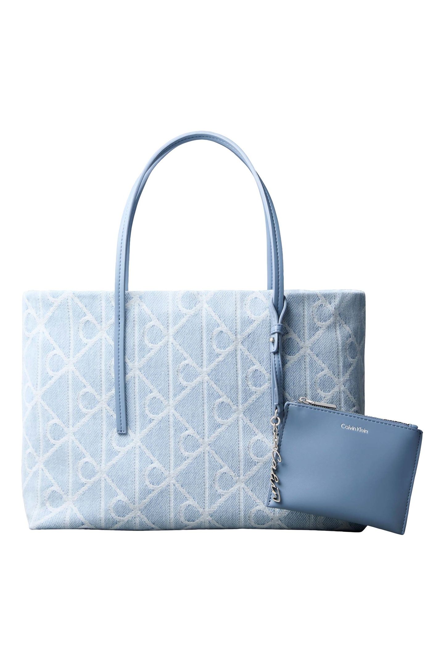 EMBLEM ALL-OVER PRINT DENIM SMALL BAG LIGHT WASH 2
