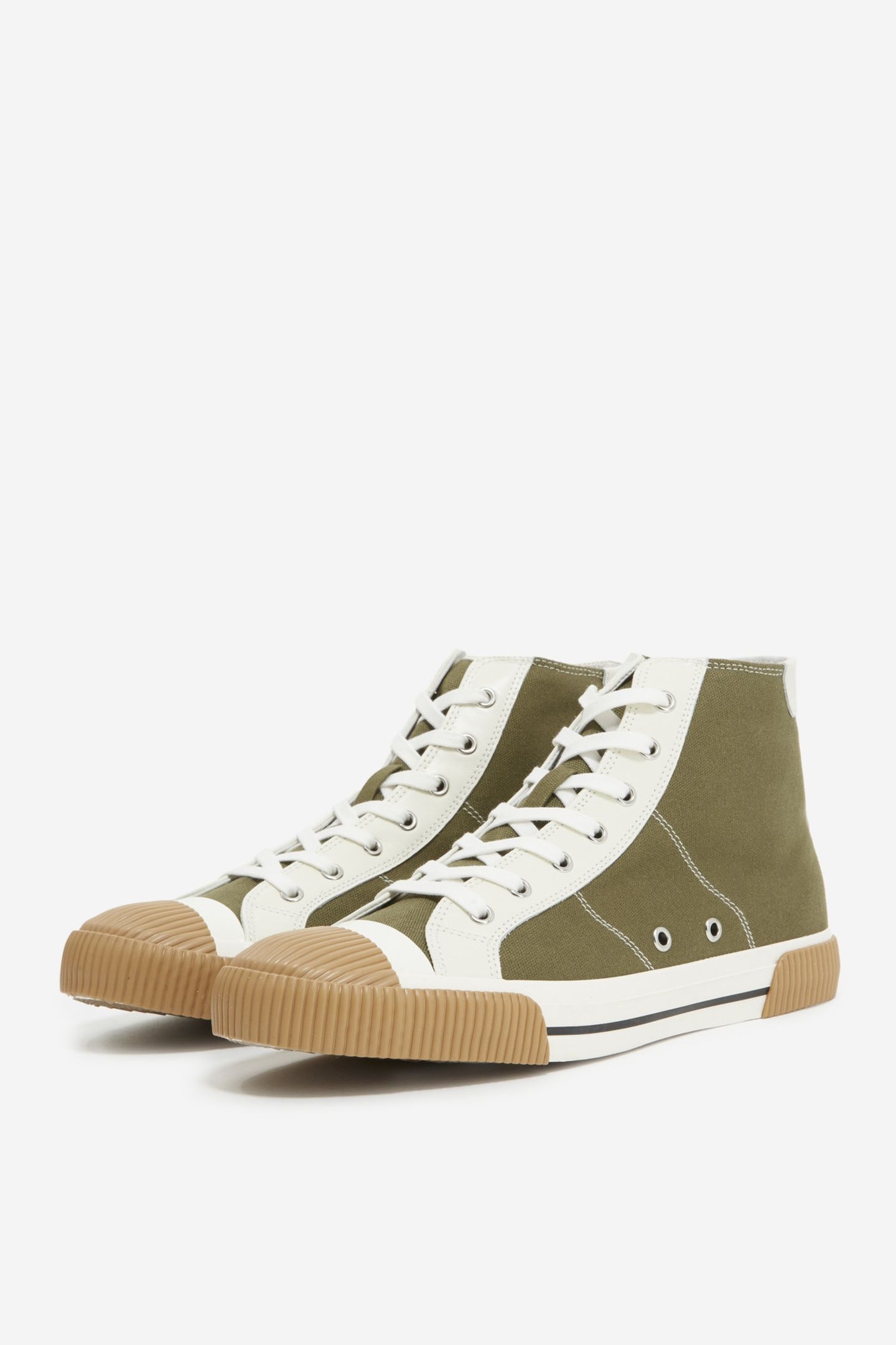 UNISEX CANVAS RIDING BASKET WITH LEATHER TRIM KAKI 2