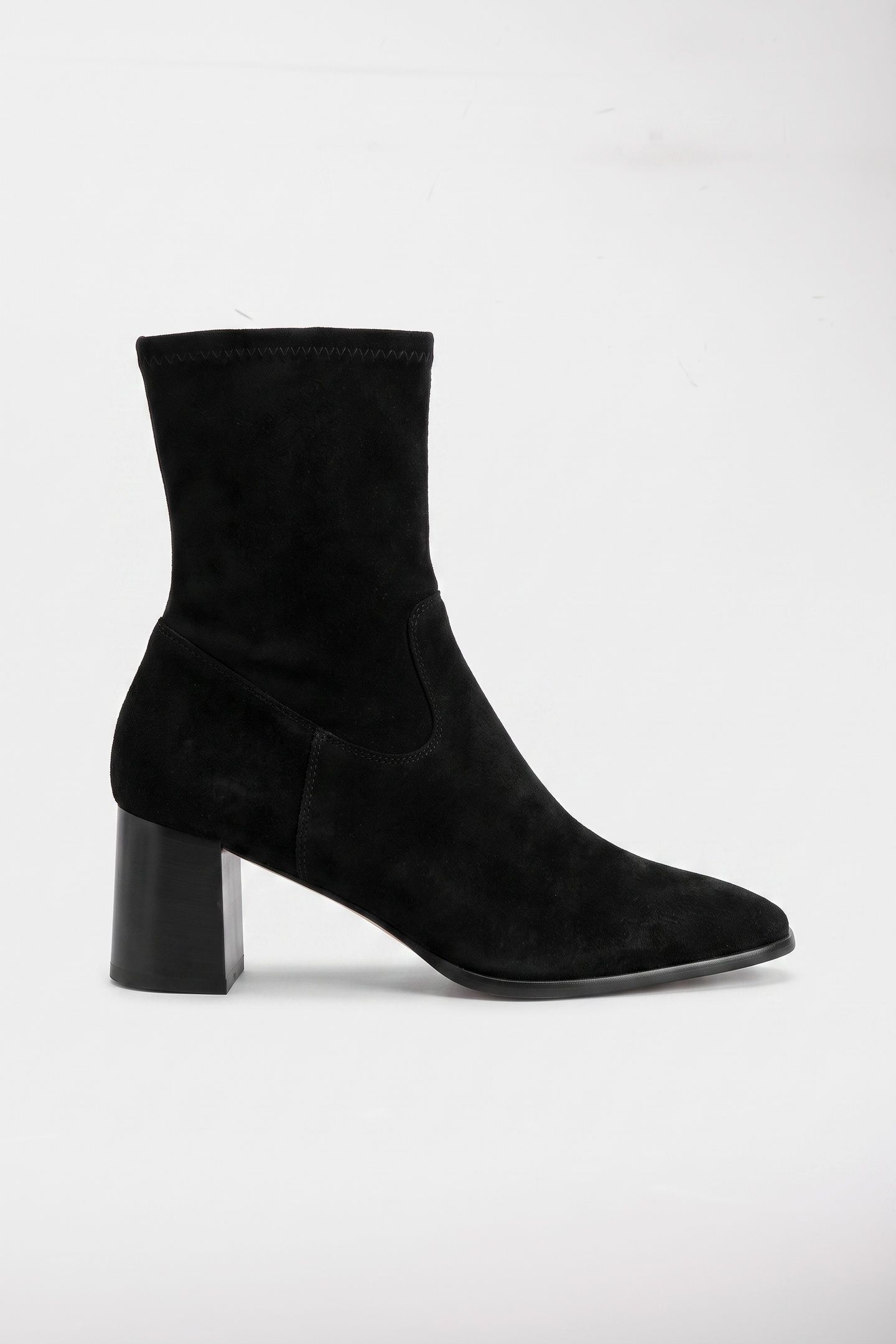 HARP BLOCK HEEL STRETCH SUEDE BLACK 1