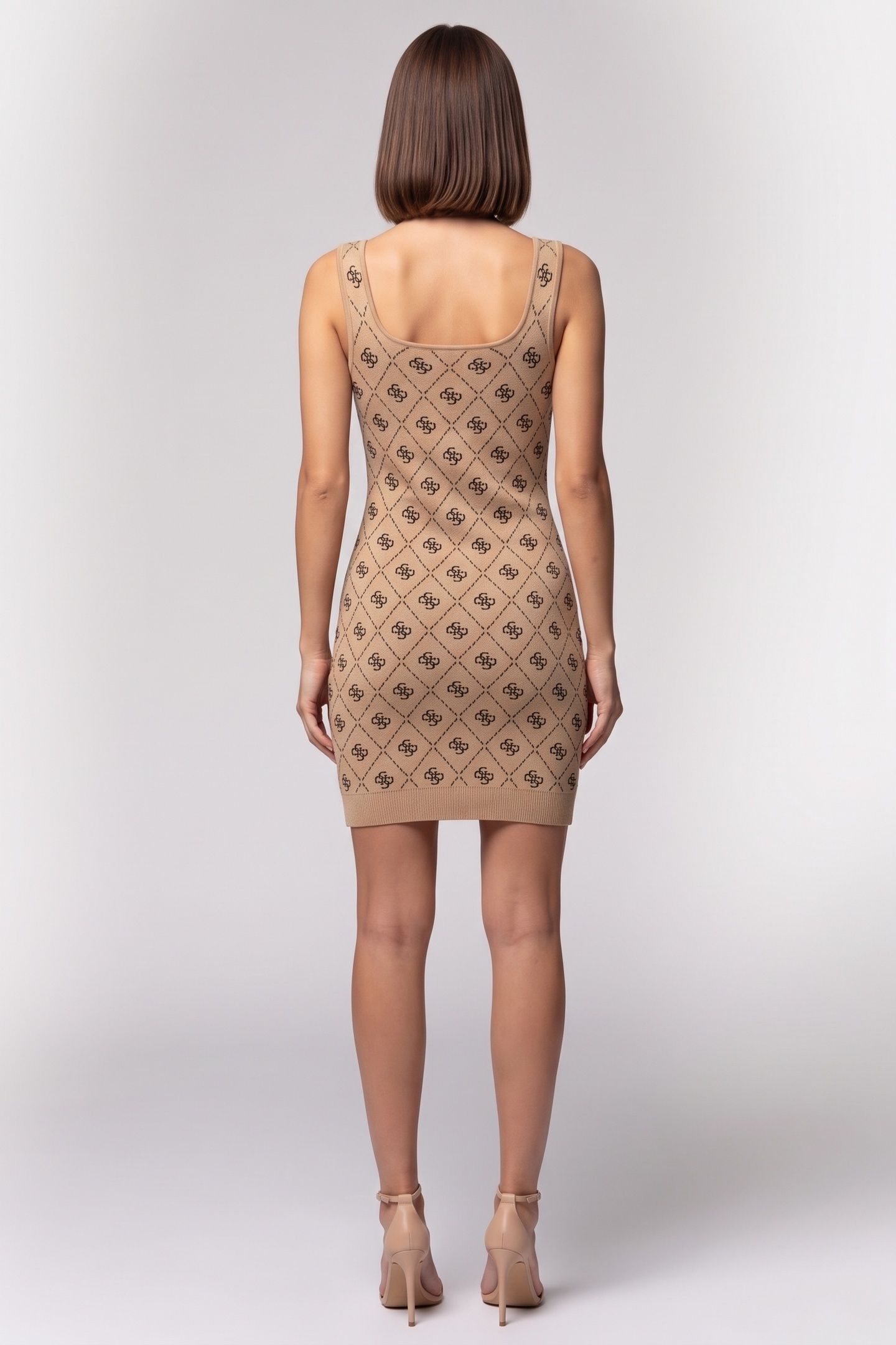 GUESS ECO SARAH 4G SL DRESS SW TRAVERTINE SAND BLAC 2