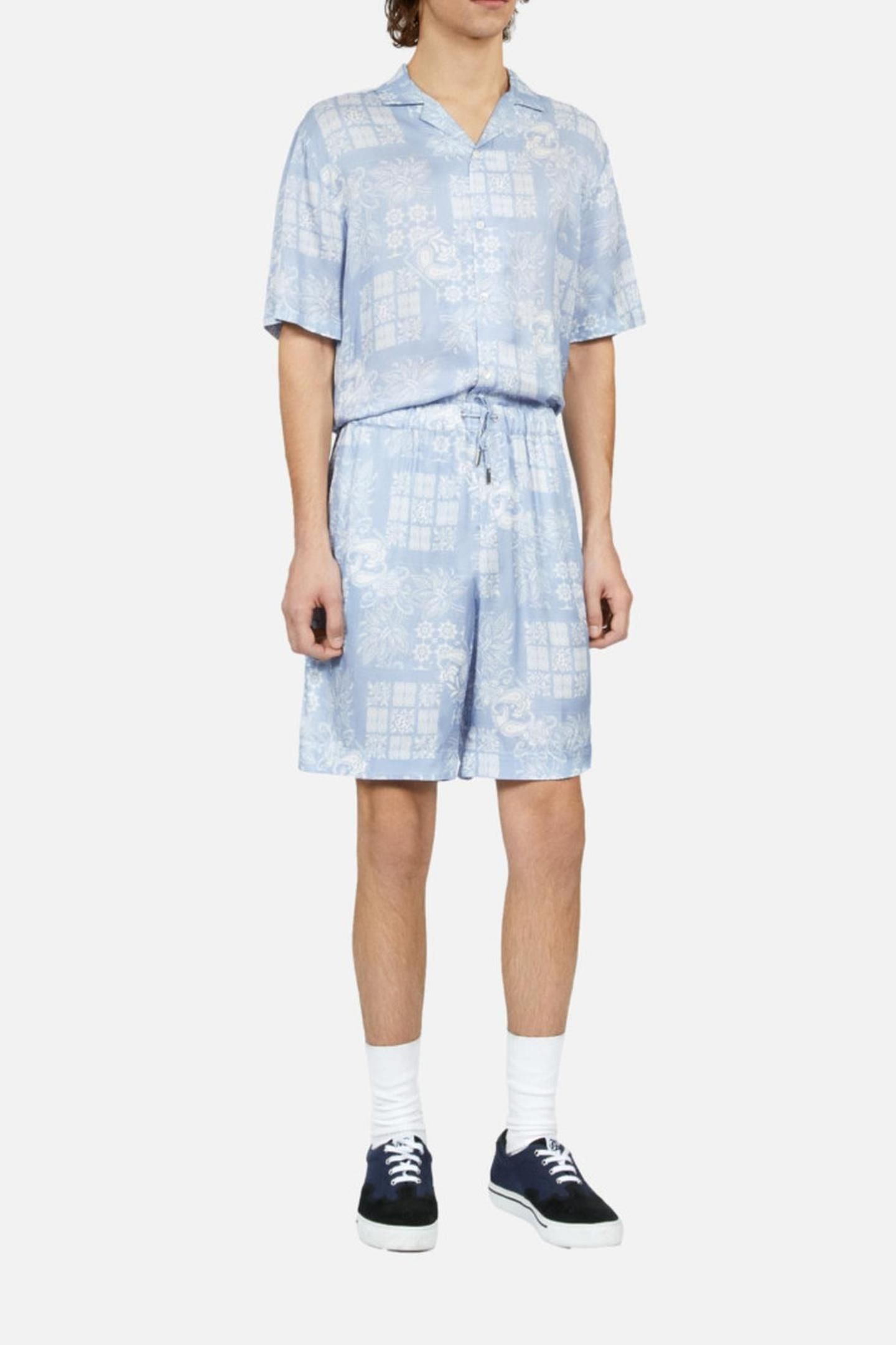 SHORTS WITH ELASTIC WAIST WHITE/SKYBLUE 1