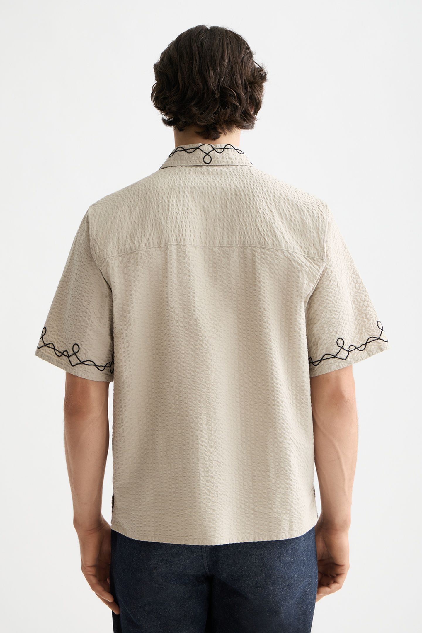 EMBROIDERED SHORT-SLEEVED SHIRT PLAZA TAUPE 2