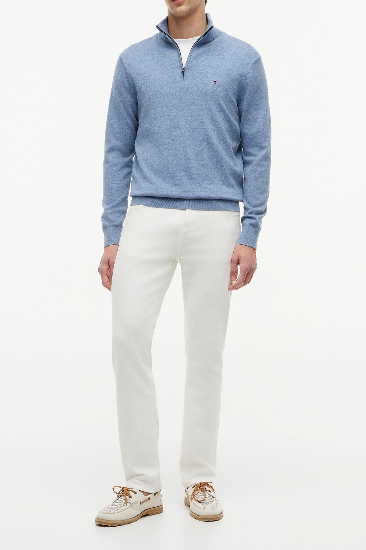ESSENTIAL COTTON ZIP BRISK BLUE HEATHER 4