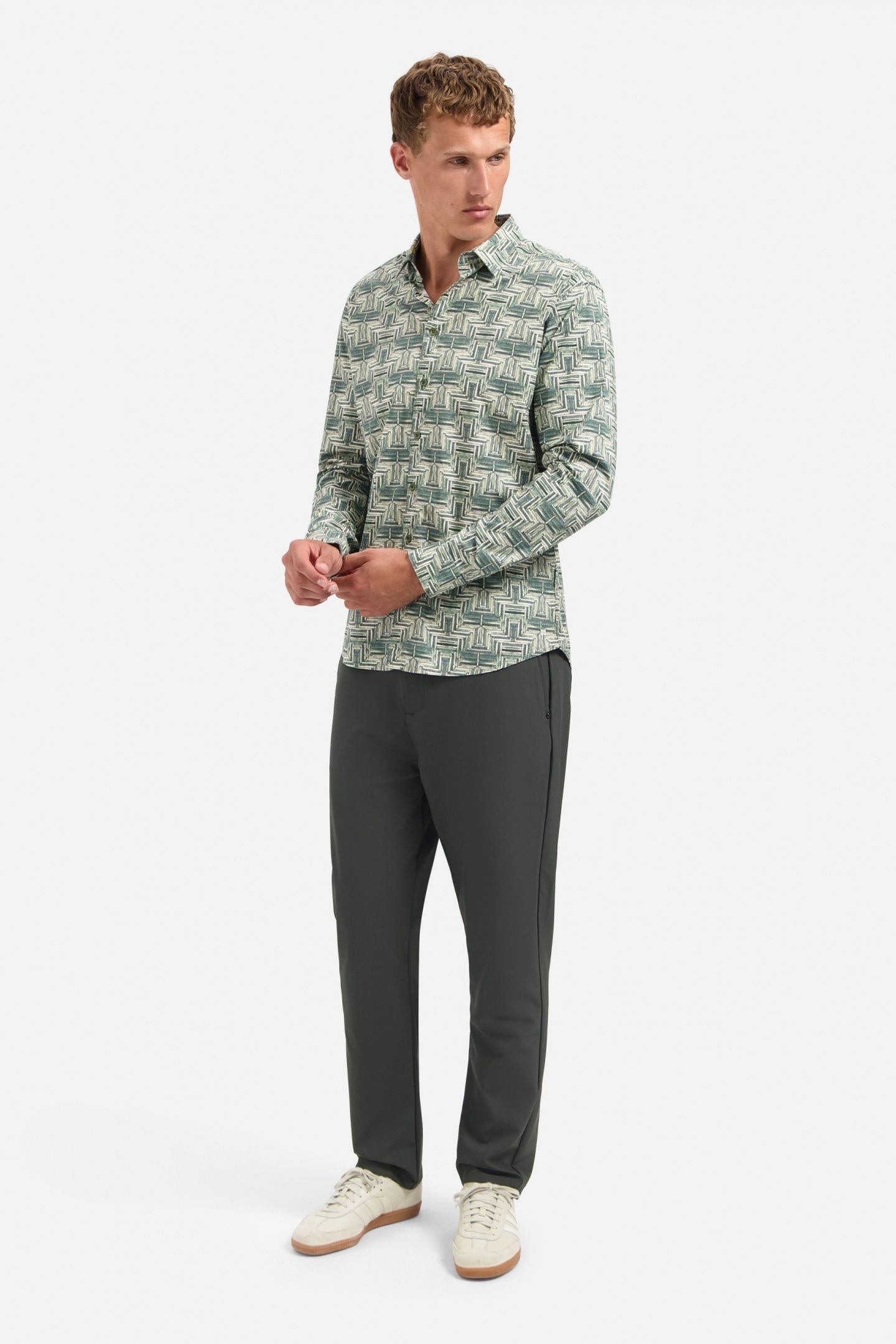 SHIRT STRETCH ALLOVER PRINTED DARK GREEN 2