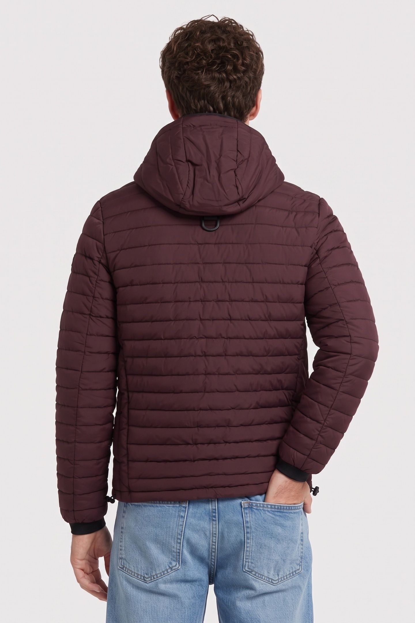 JACKET HOODED SHORT FIT PADDED AUBERGINE 2