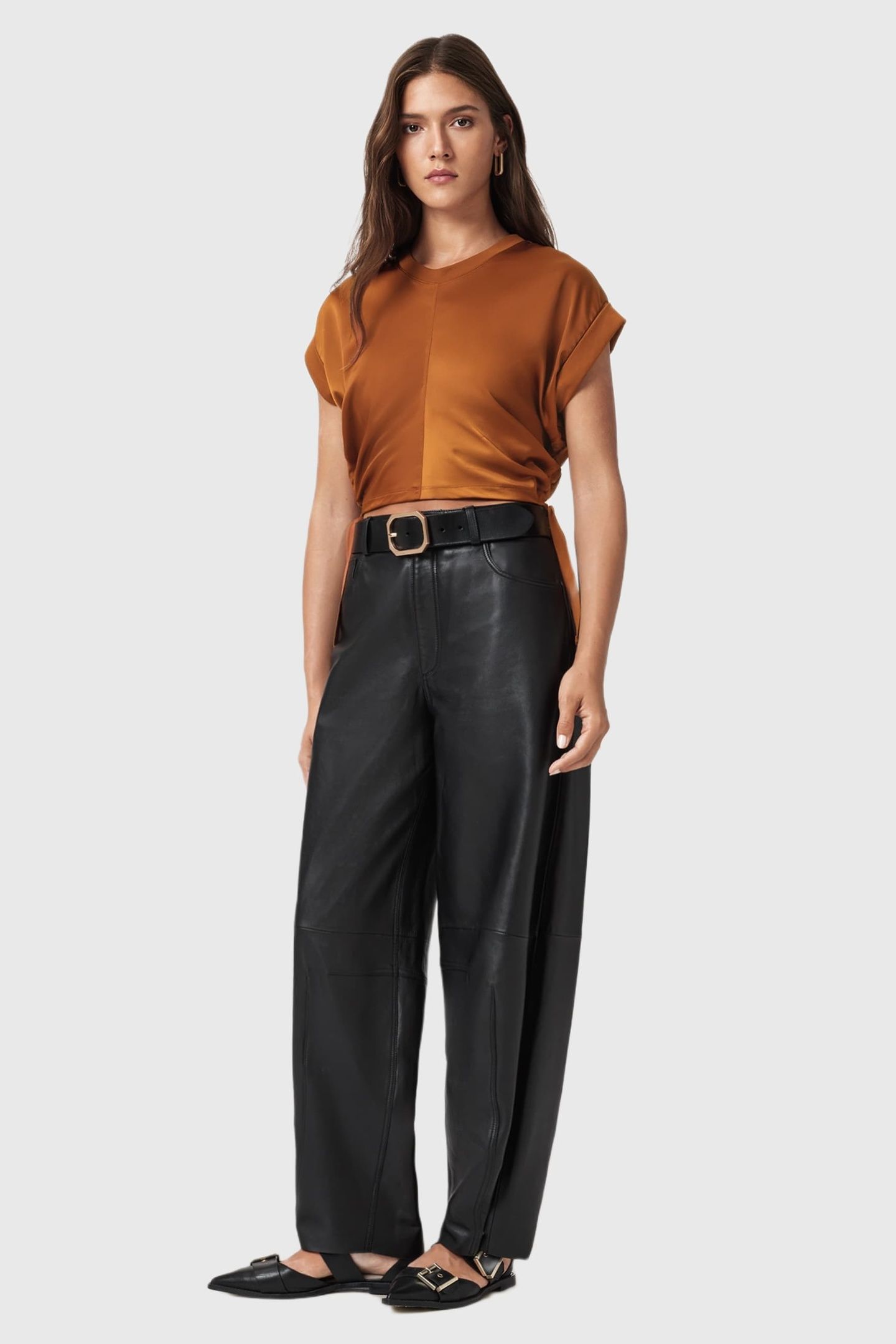 MIRA SATIN TEE RUST BROWN 2