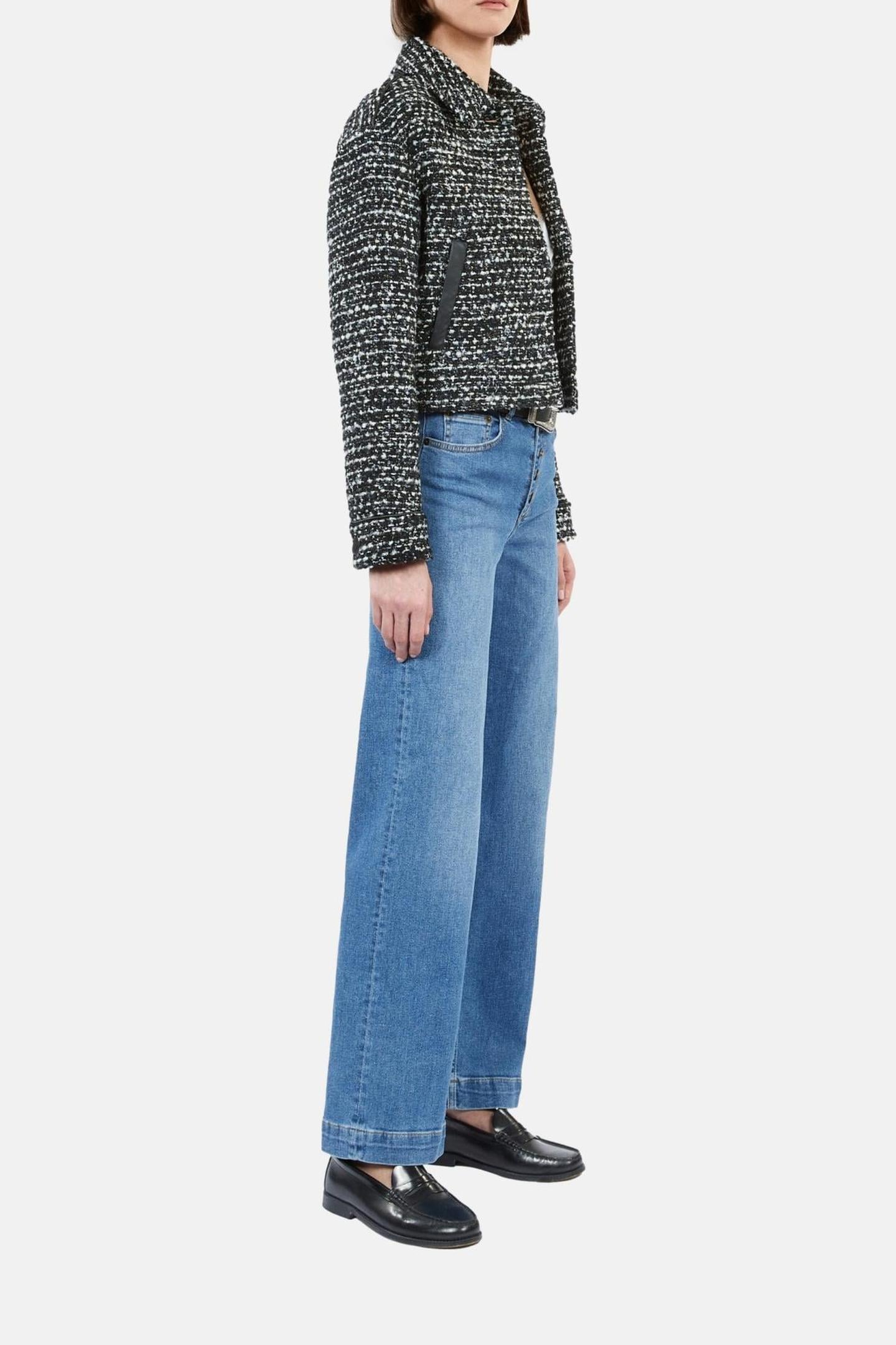 SHORT, LOOSE-FITTING JACKET BLACK WHITE 4