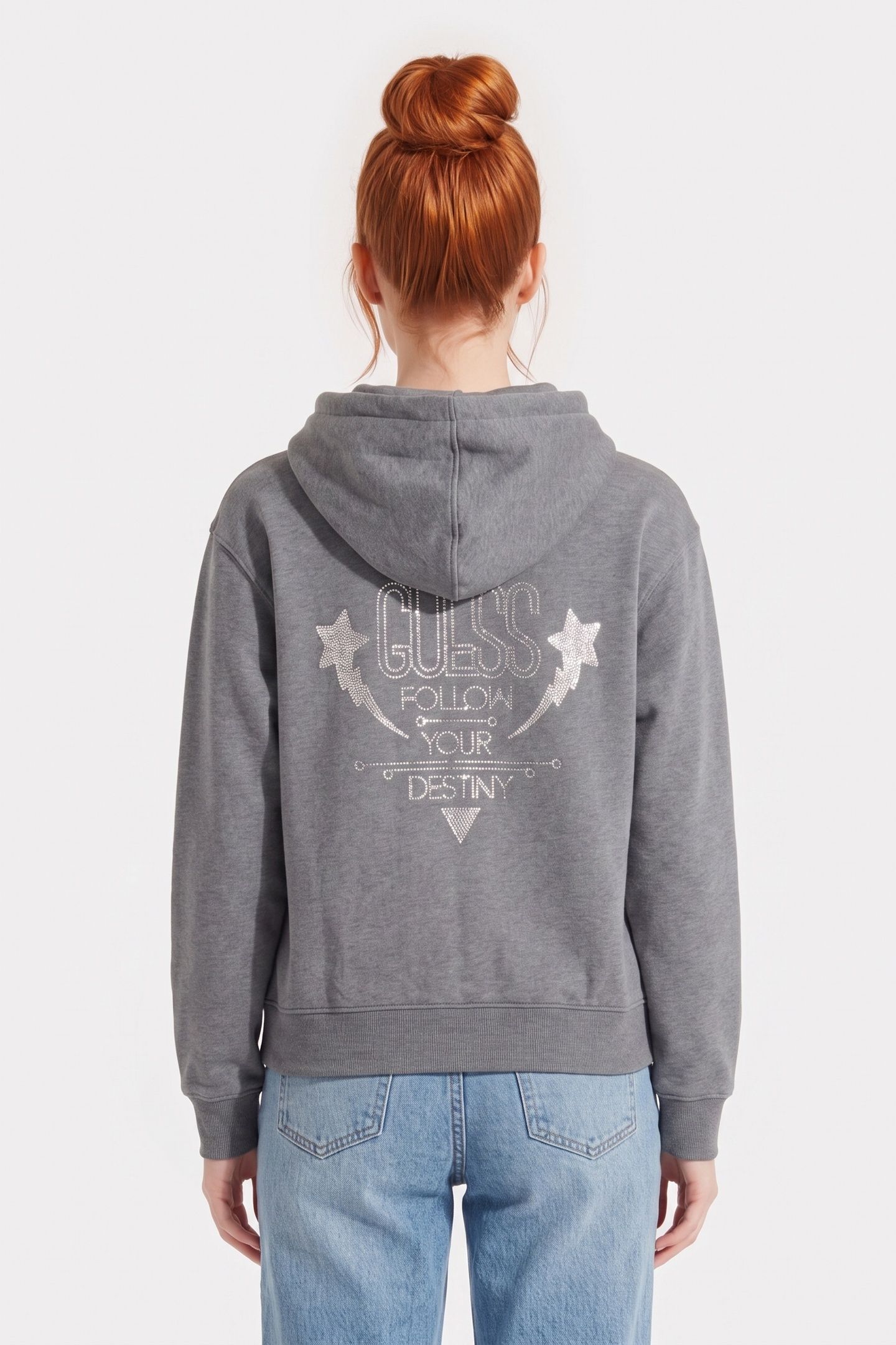 GUESS ECO HOODIE SHINY CORD SW MEDIUM CHARCOAL HEAT 2