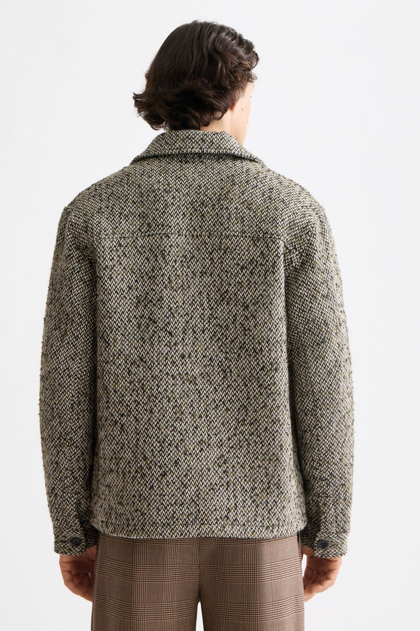 MULTICOLOURED TWEED WOOL-BLEND OVERSHIRT GREEN / BEIGE TWEED 3