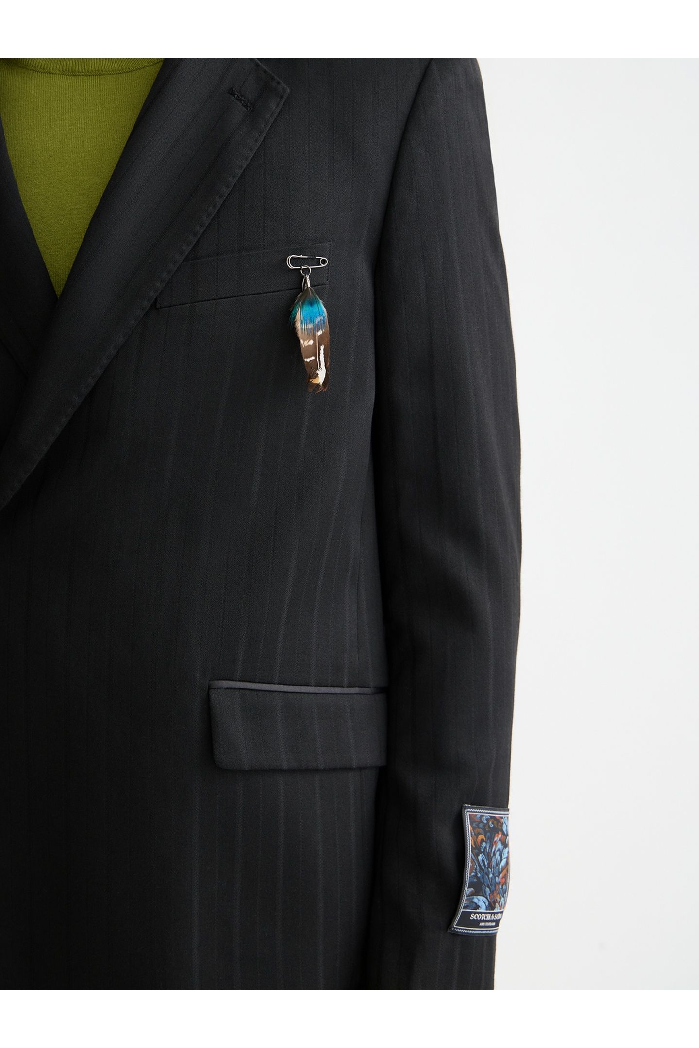 FESTIVE DOUBLE-BREASTED STRUCTURED STRIPE RELAXED FIT BLAZER 7