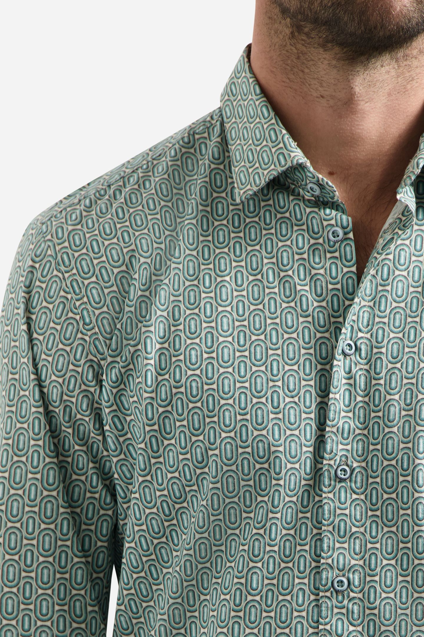 SHIRT STRETCH ALLOVER PRINTED SEABLUE 7