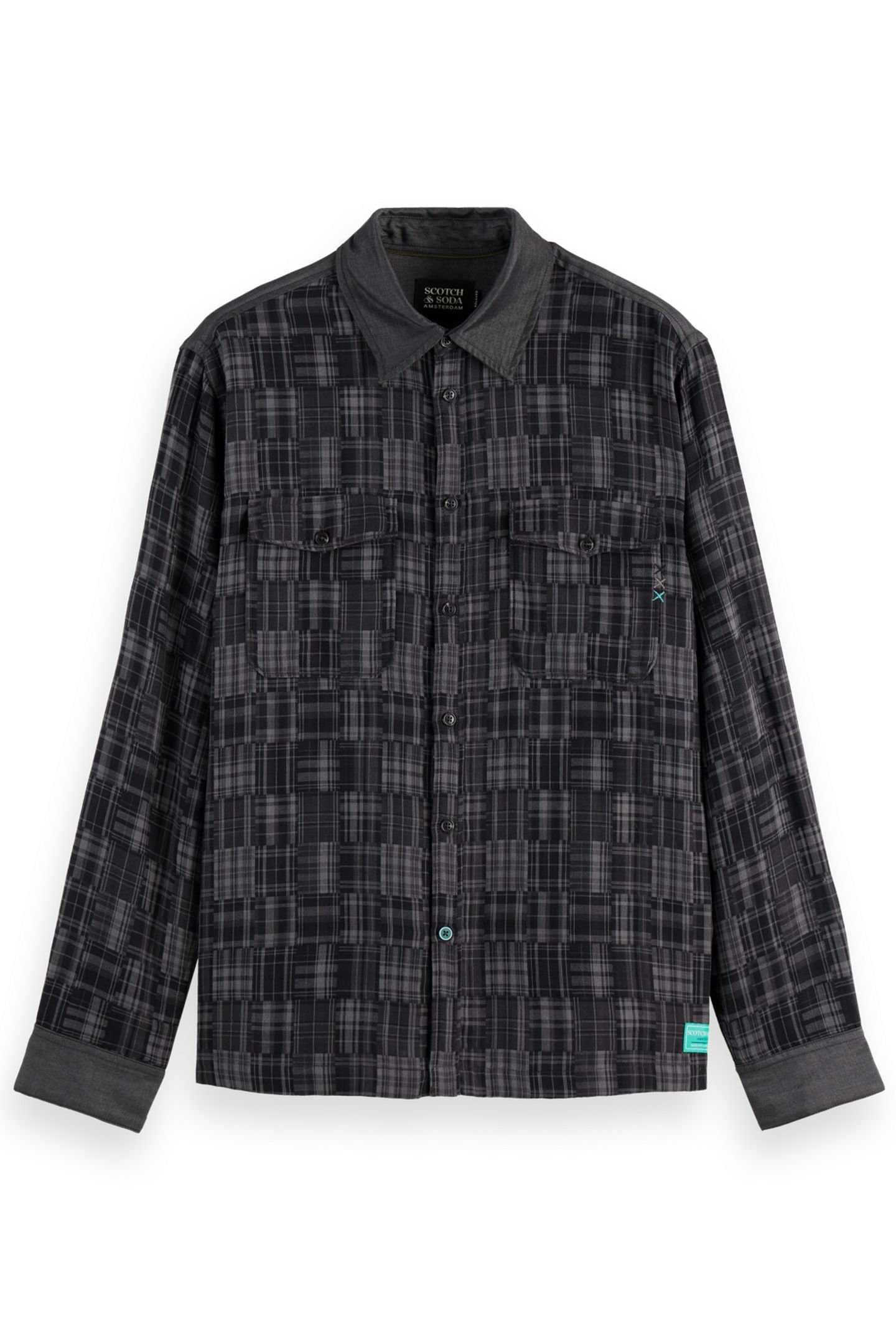 PATCHWORK FLANNEL RELAXED-FIT SHIRT METEORITE PATCHWORK CHEC 3