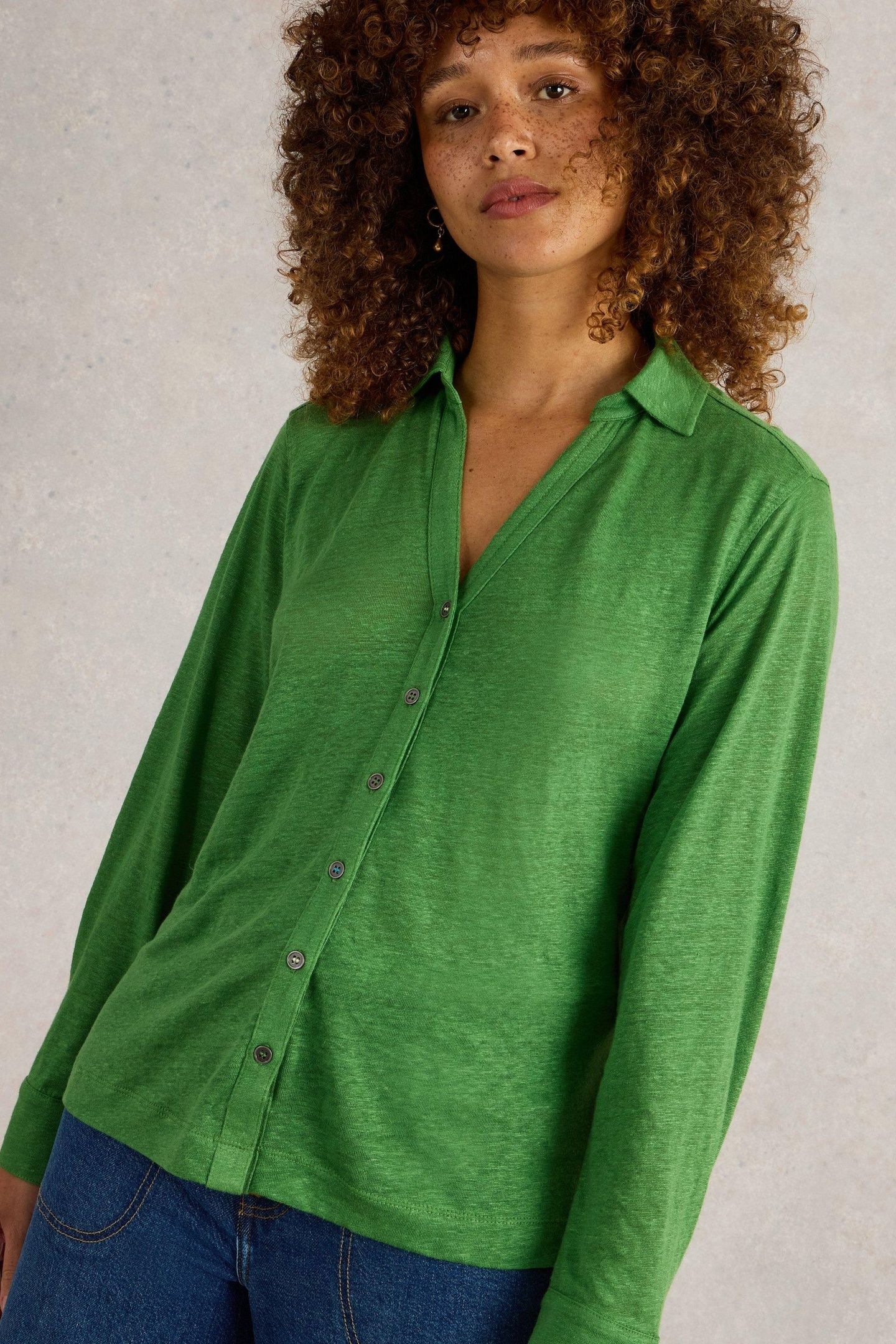CHARLIE LINEN SHIRT MID GREEN 2