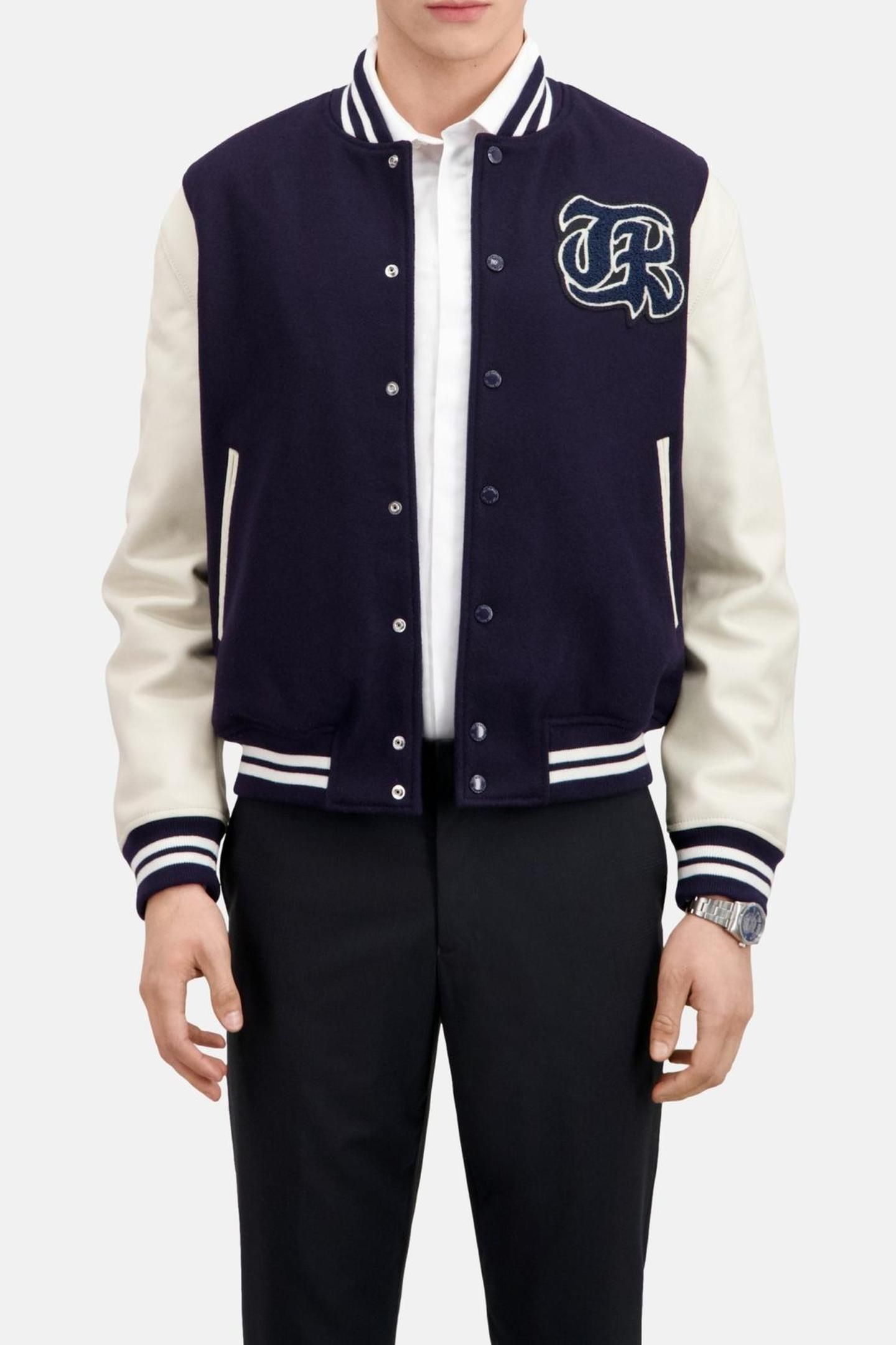 VARSITY JACKET WITH PATCH NAVY 3