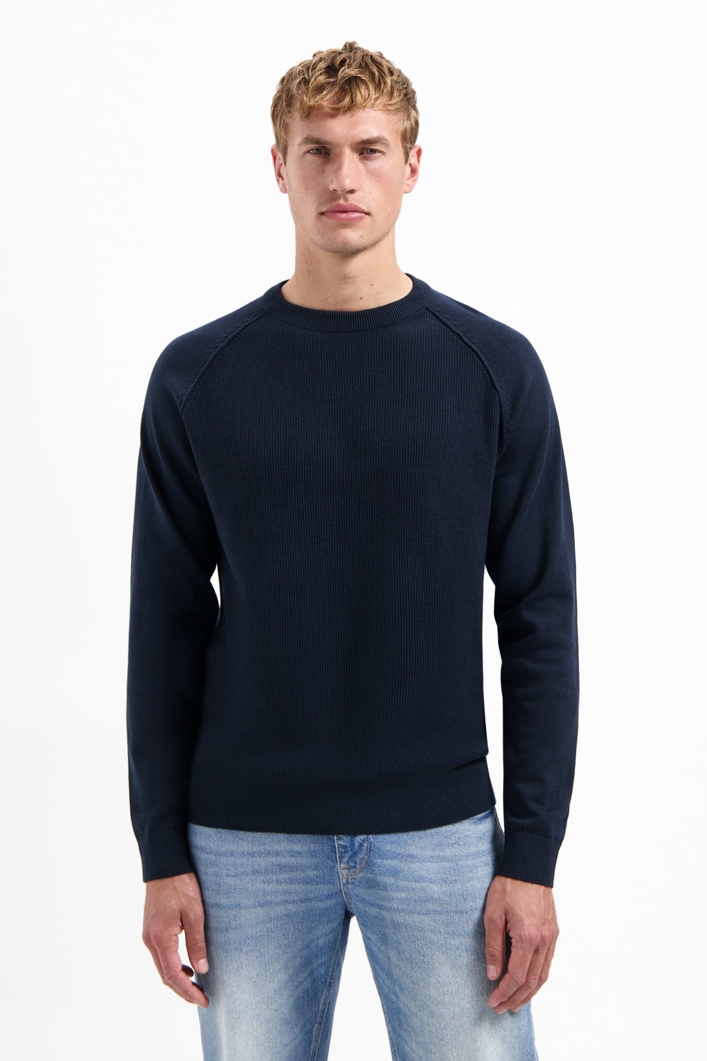 PULLOVER CREWNECK SOLID WAFFLE KNIT NIGHT 1
