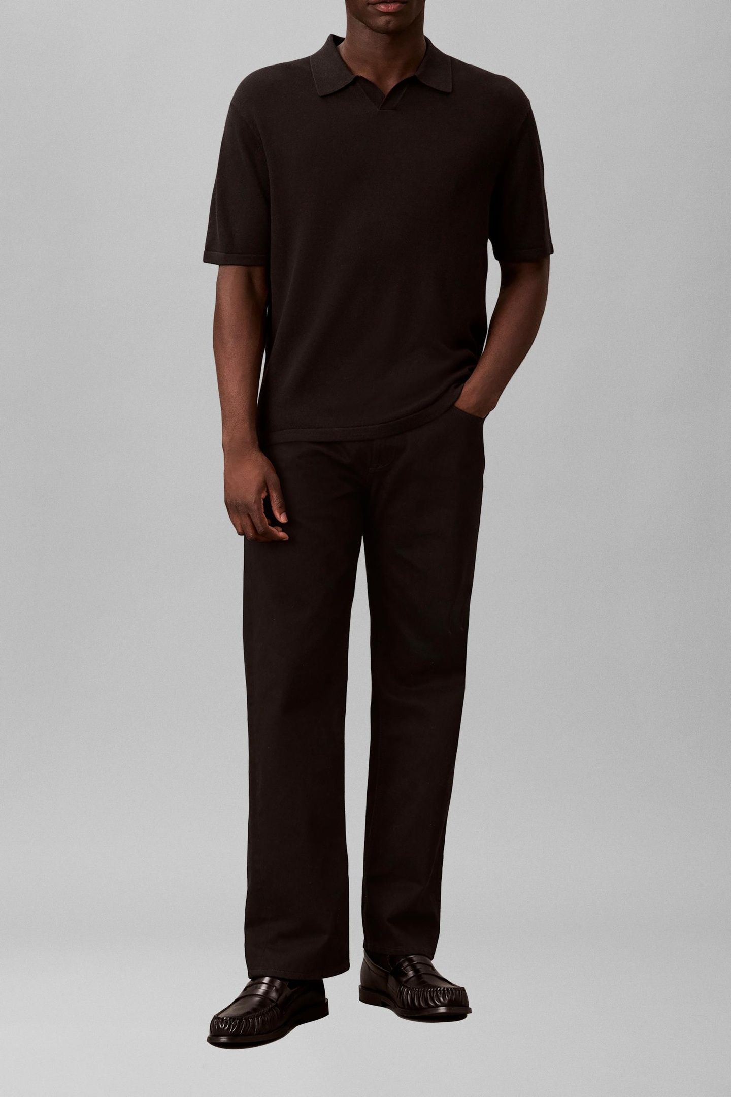 SS LINEN BLEND JOHNNY SWEATER BLACK 6