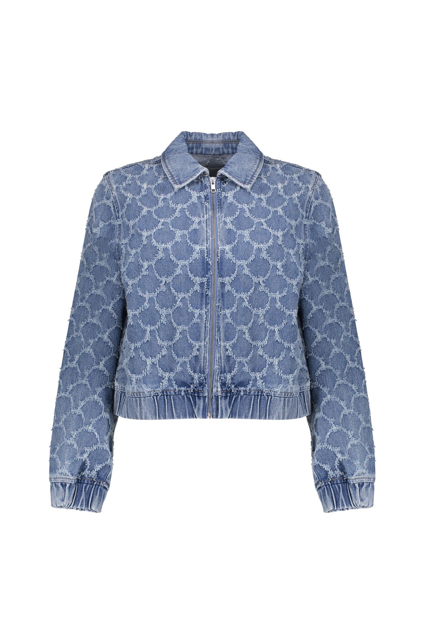 JEANS JACKET JACQUARD CIRCLES MID BLUE DENIM 1