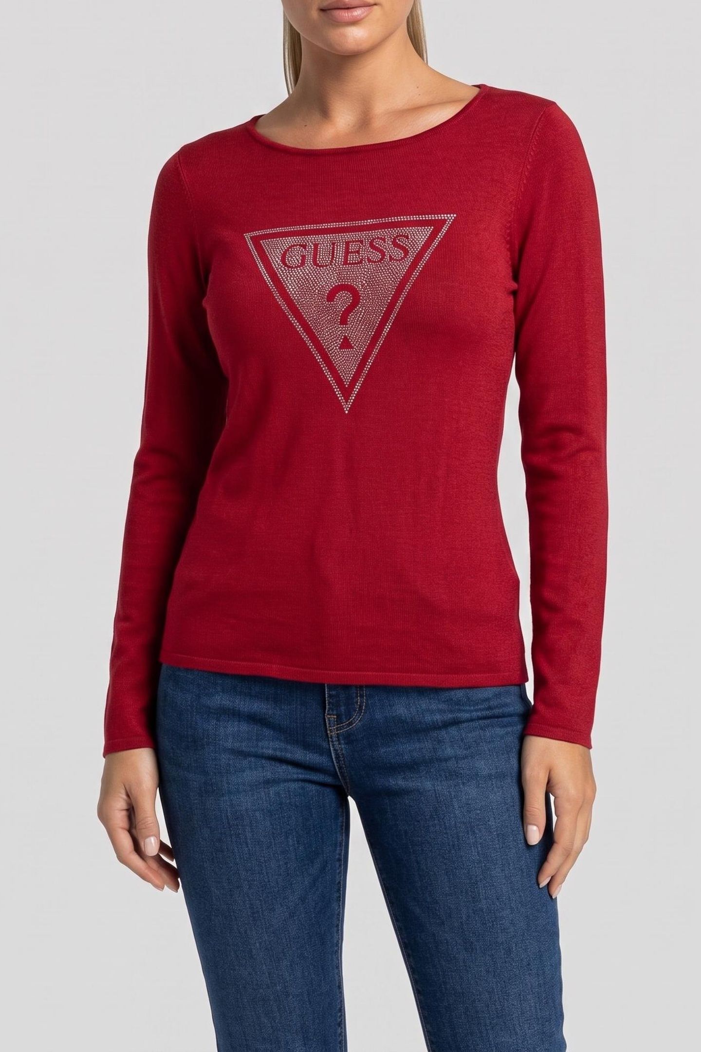 GUESS ECO LS TRIANGLE LOGO ELI SIREN RED 1