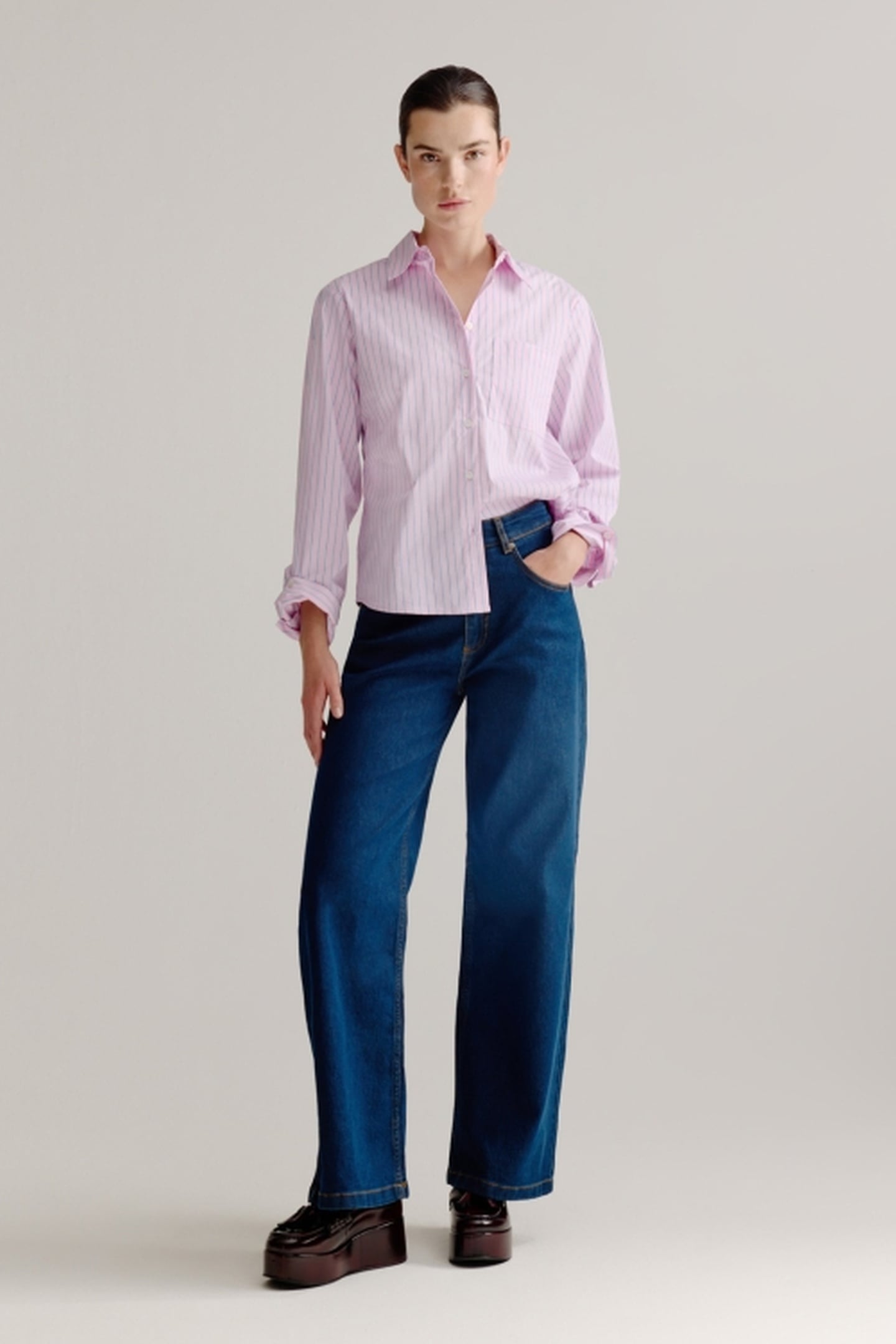LEON BLOUSE LIGHT PINK STRIPE 1