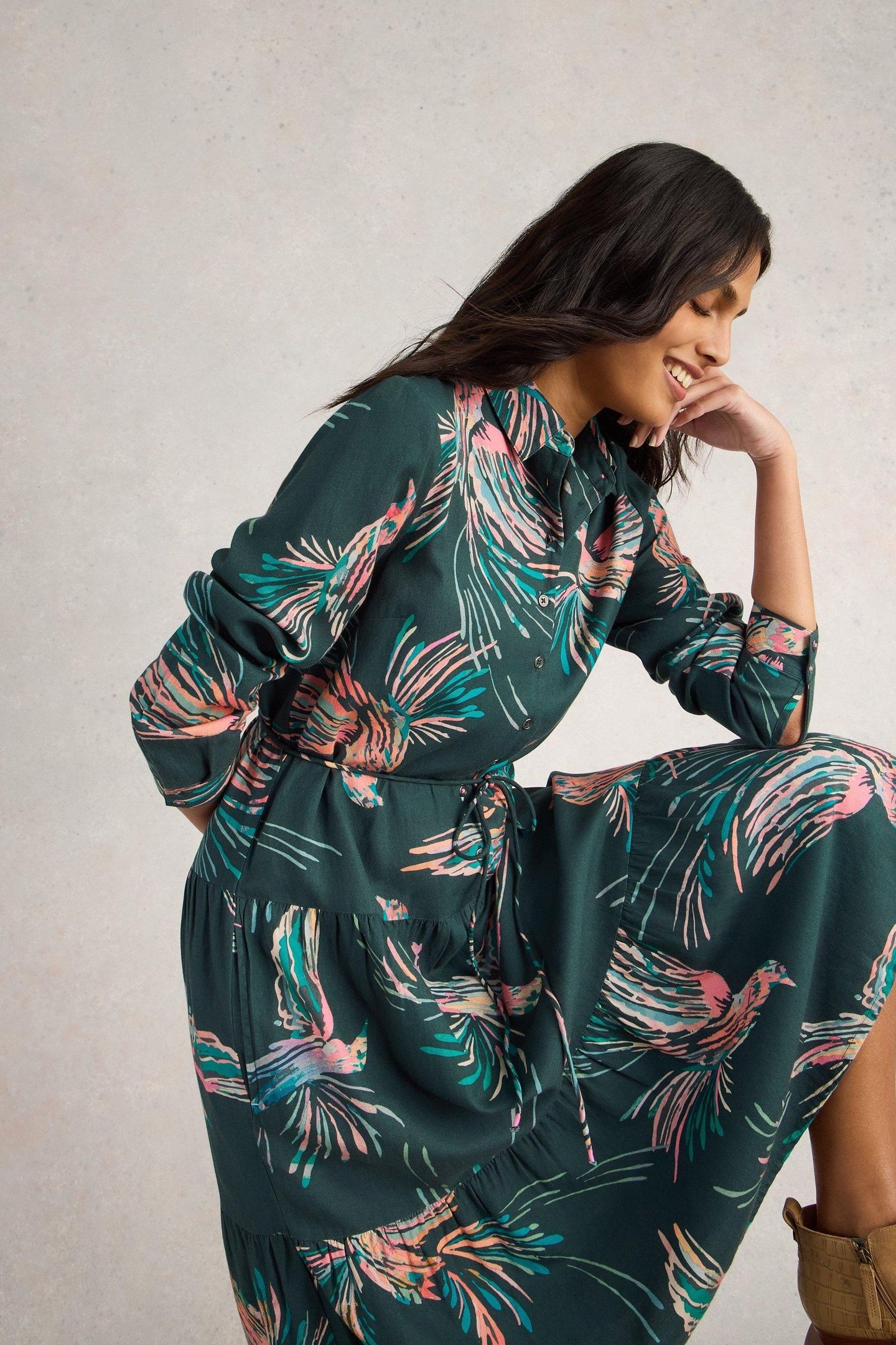 BEATRICE SHIRT DRESS GREEN PRINT 7