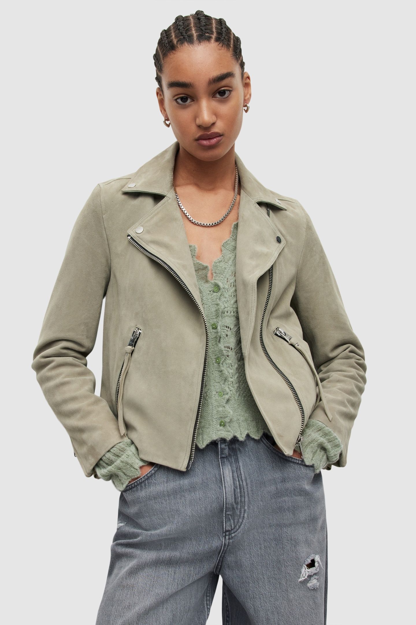 SUEDE DALBY BIKER PISTACHIO GREEN 3