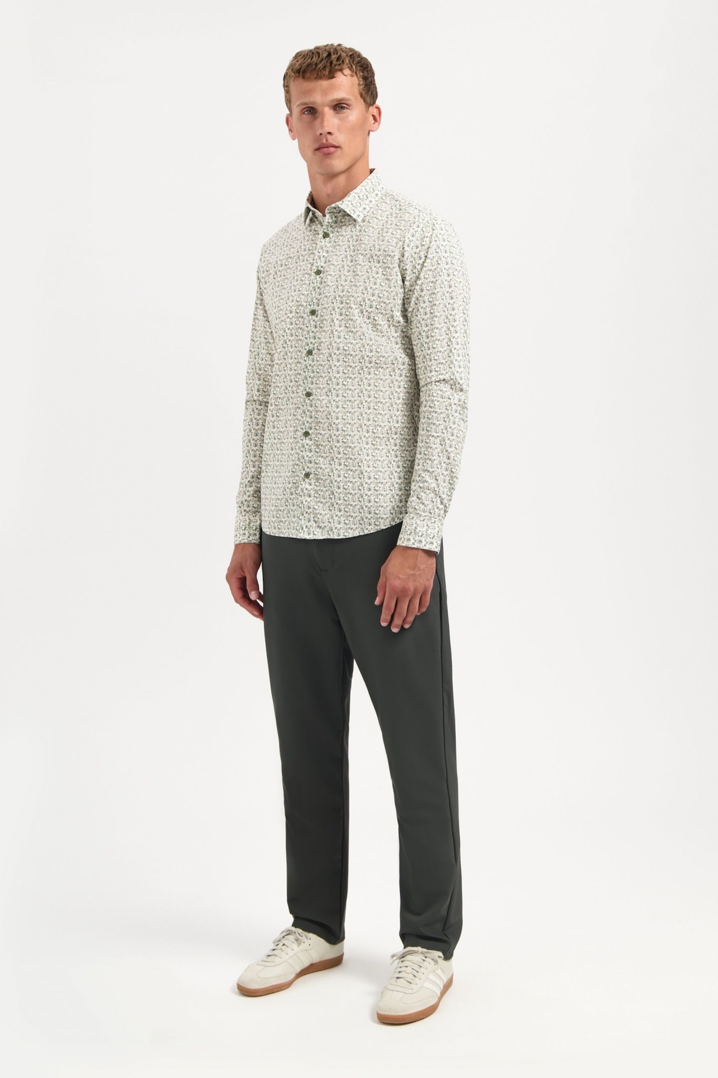 SHIRT STRETCH ALLOVER PRINTED DARK GREEN 3