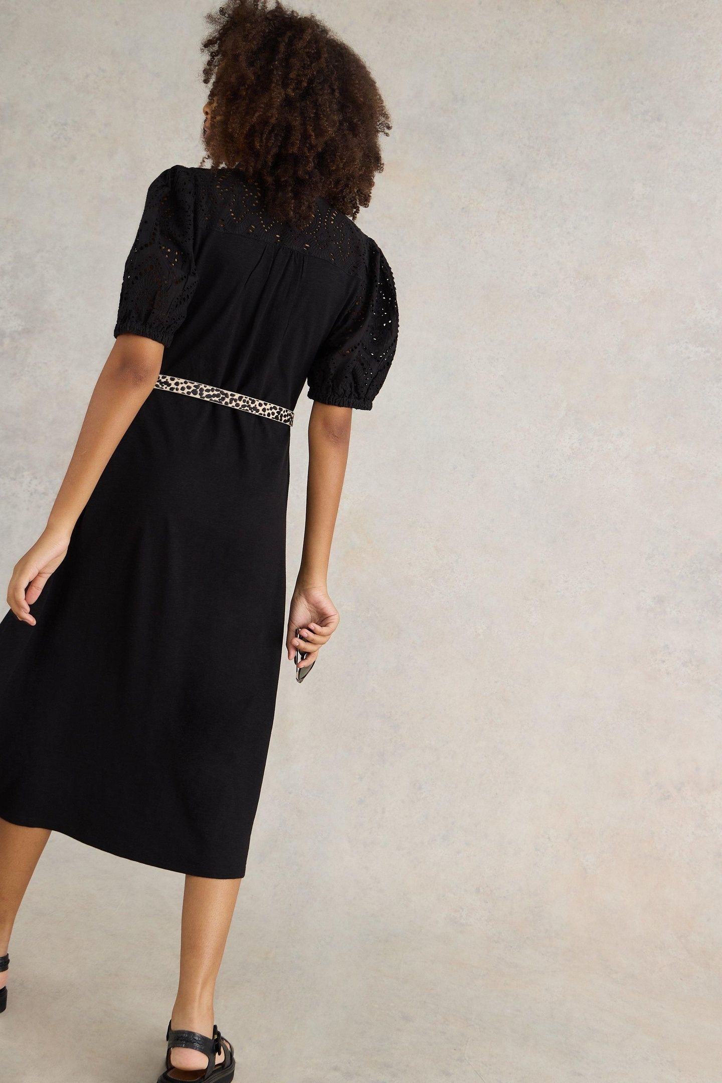 RUA BRODERIE SHIRT DRESS PURE BLACK 2