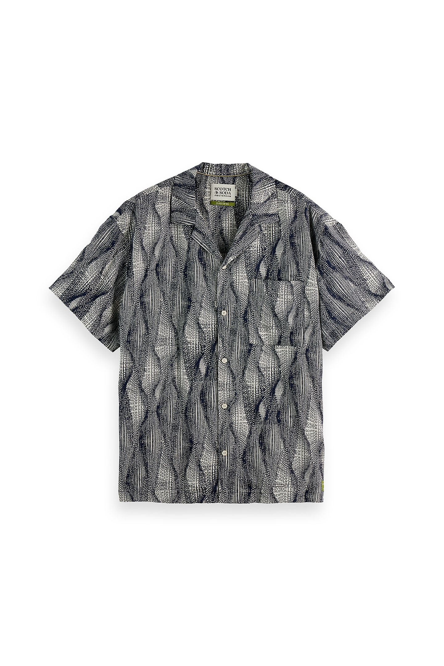PRINTED SHORT-SLEEVED TENCEL SHIRT BATIK LOGO PRINT NAVY AOP 4