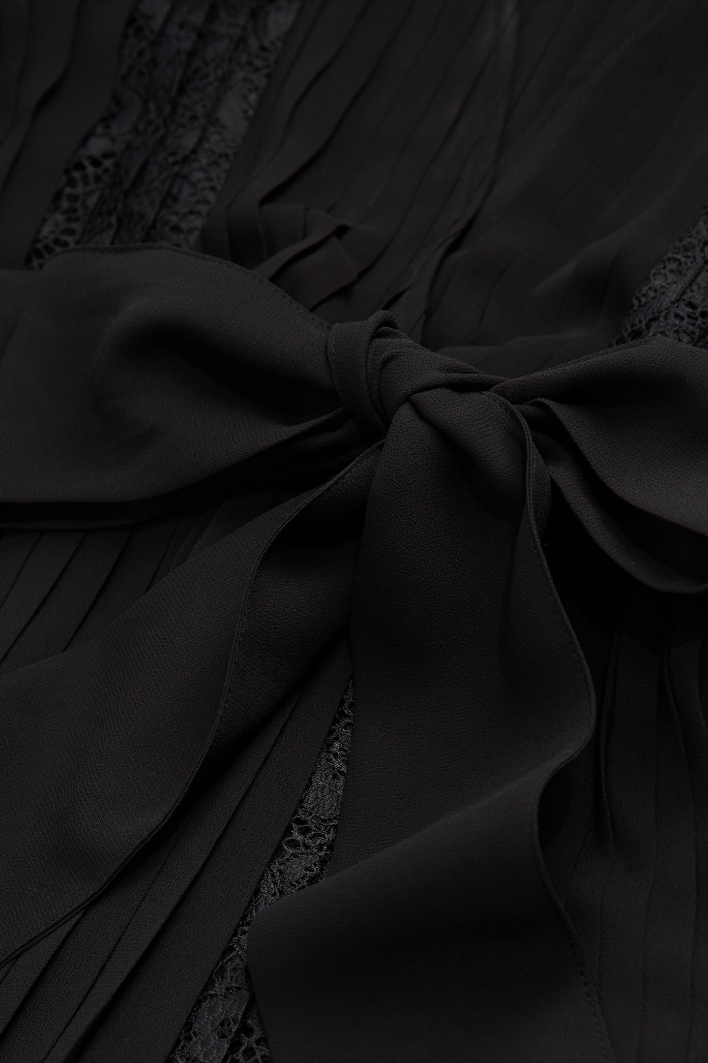 SHORT DRESS WITH LONG SLEEVES, V-NECK, AND LACE INLAY BLACK 7