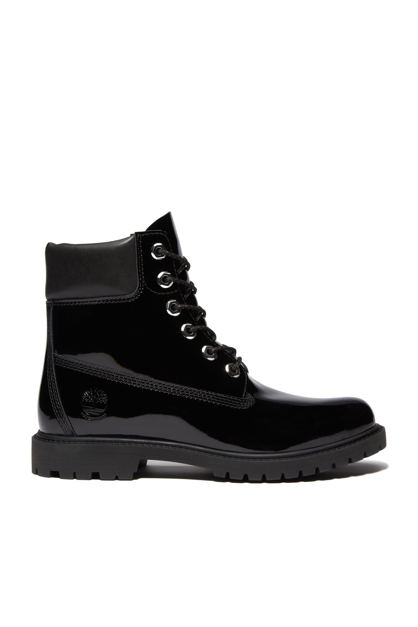 PREMIUM 6 INCH LACE UP WATERPROOF BOOT BLACK PATENT LEATHER 1