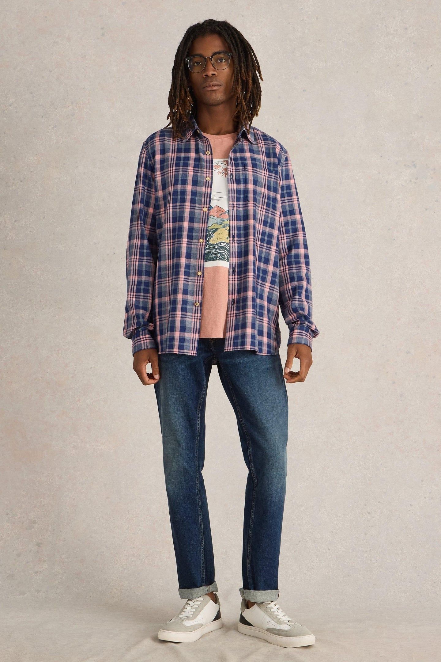 MOXLEY BRUSHED LS CHECK SHIRT BLUE MULTI 1