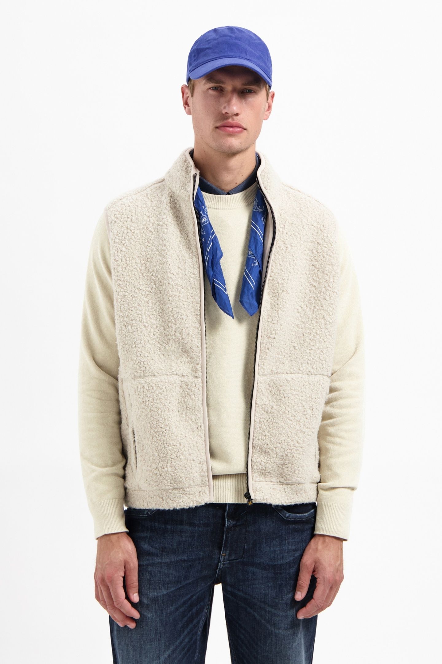 SWEATER VEST FULL ZIP TEDDY SLEEVE LESS SAND 1