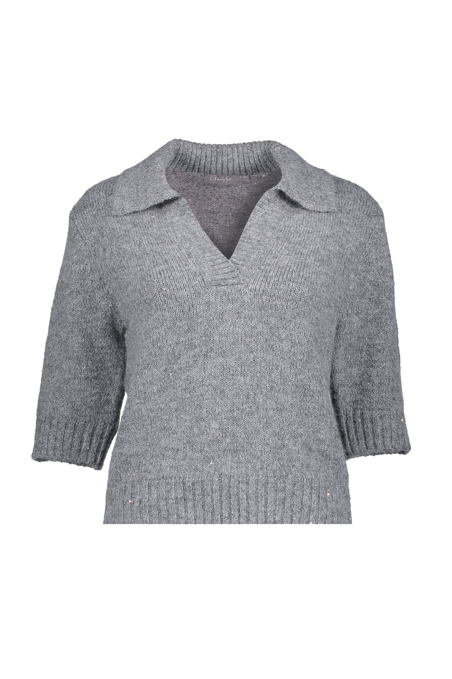 PULLOVER V-NECK LUREX & SECQ GREY/SILVER 1