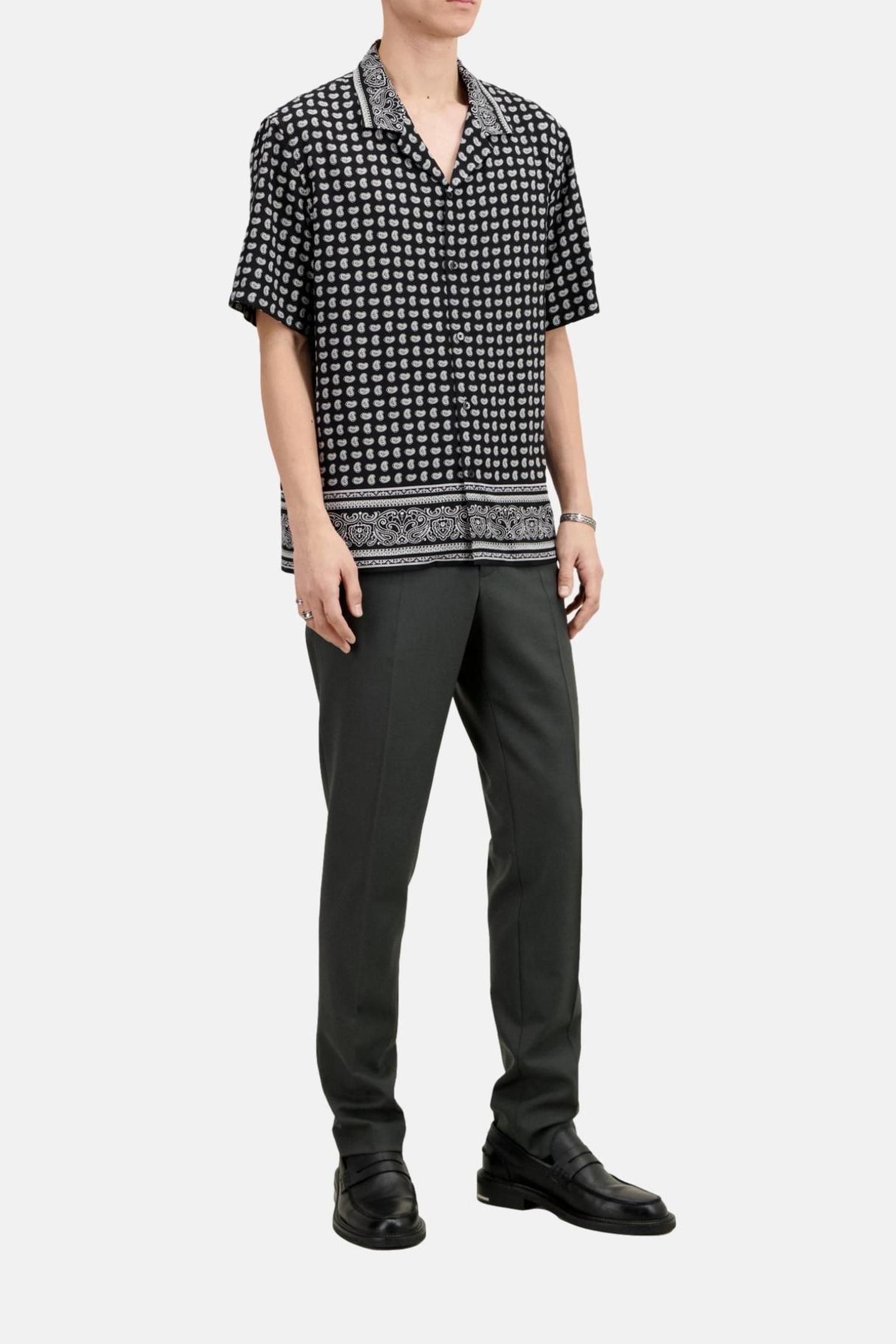 SHORT-SLEEVED SHIRT WITH SHARK NECK BLACK WHITE 2