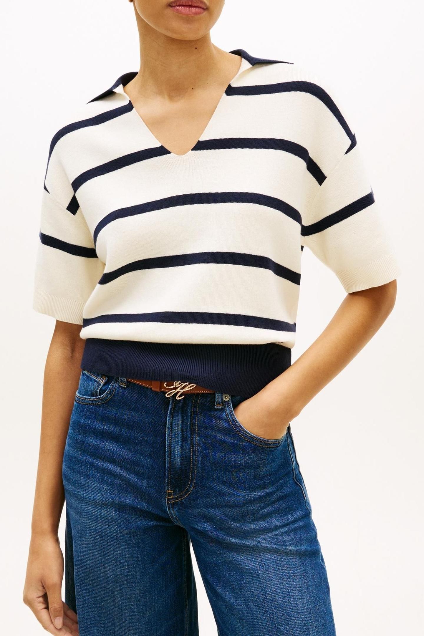 COTTON FULL NEEDLE POLO BIG CALICO/DARK N NAVY 1
