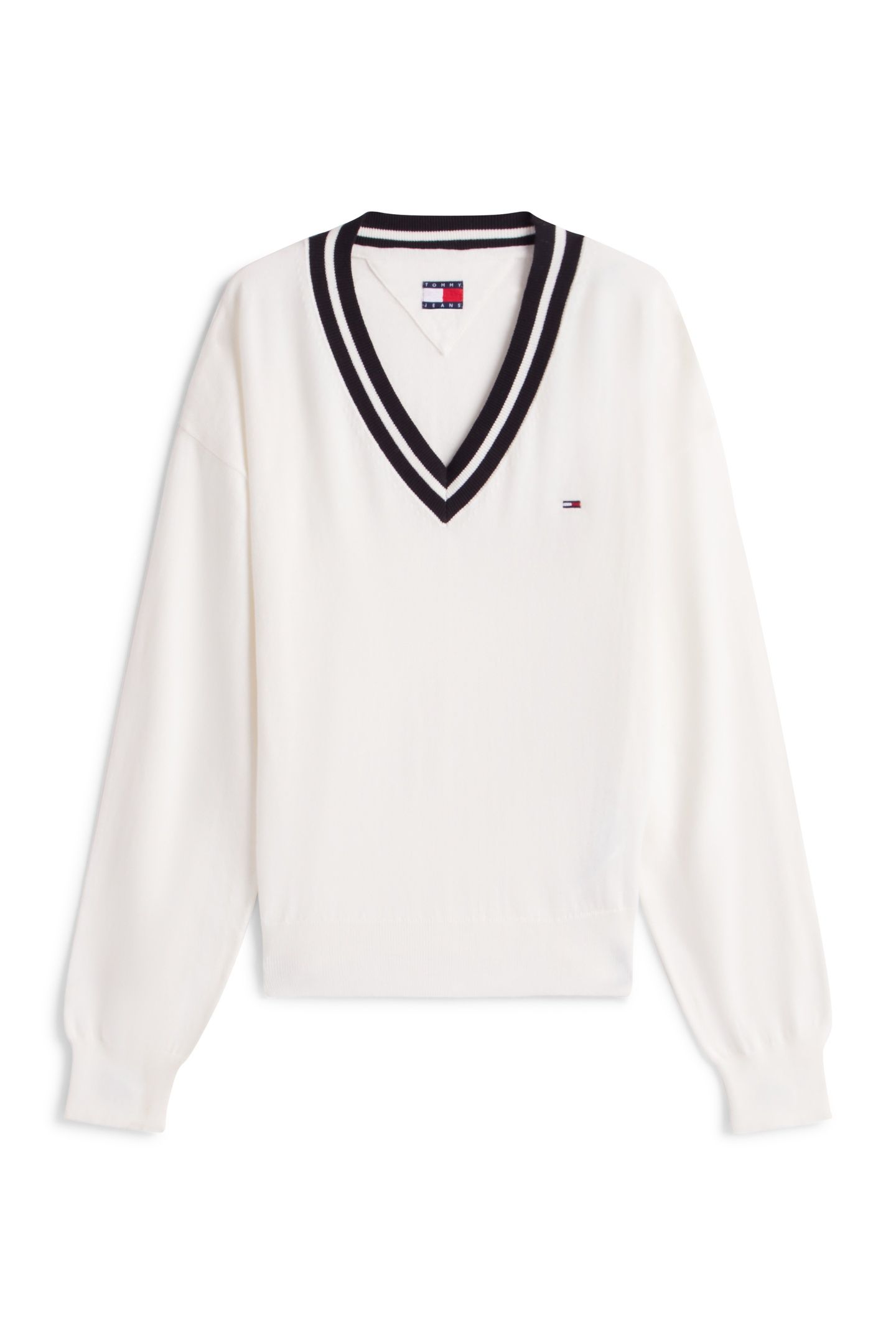 RELAXED V-NECK TIPPED JUMPER ANCIENT WHITE 5
