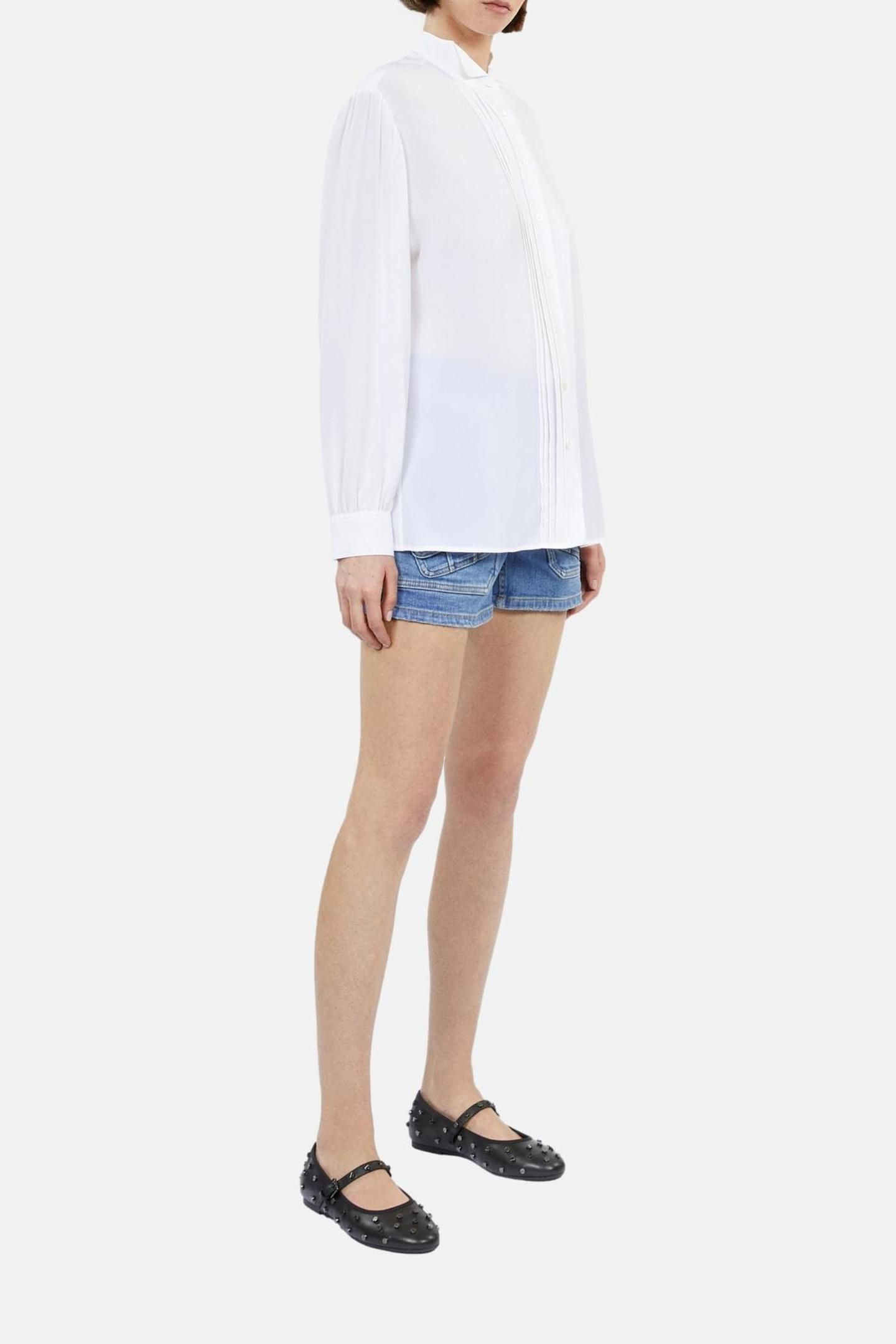 LONG-SLEEVED SHIRT WITH PLEATED DETAIL ECRU 5