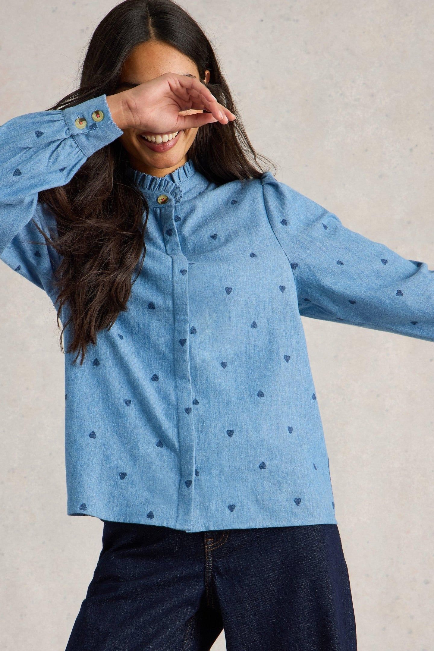 PAULINE EMBROIDERED TOP DENIM MULTI 2