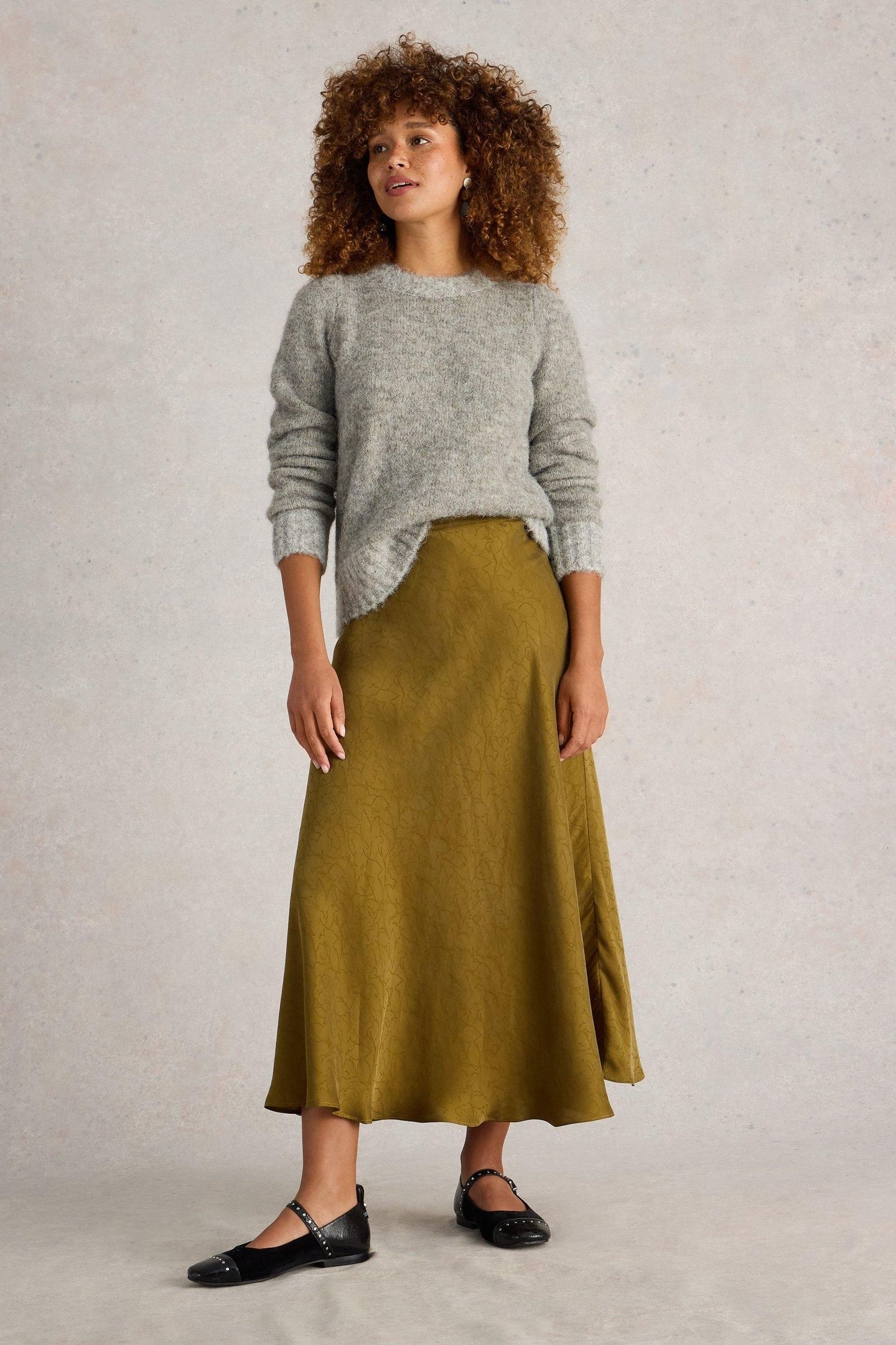 DARCY BIAS CUT SKIRT KHAKI GREEN 2