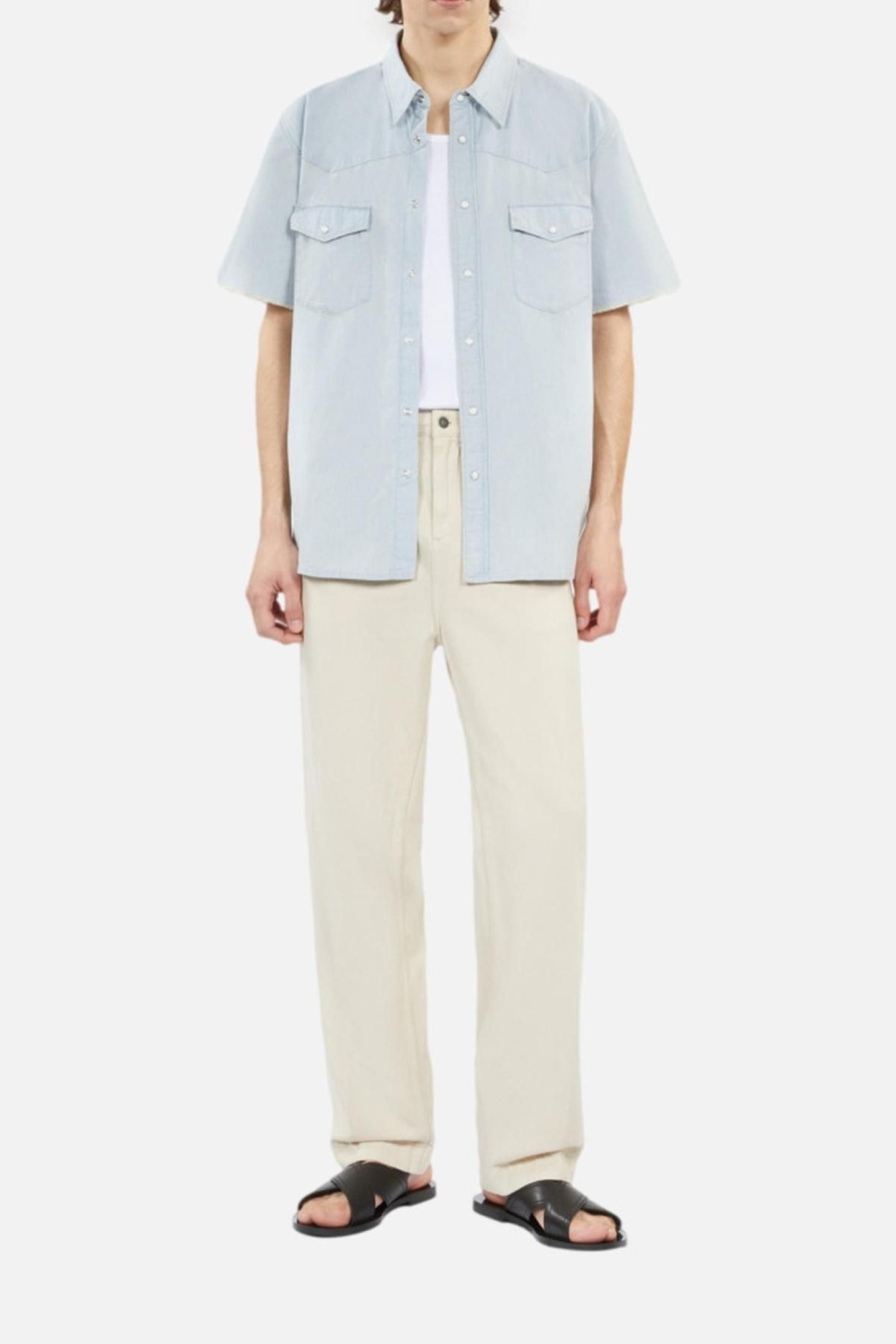 SHORT-SLEEVED DENIM SHIRT W WESTERN SNAP CLOSURE LIGHT BLUE 3