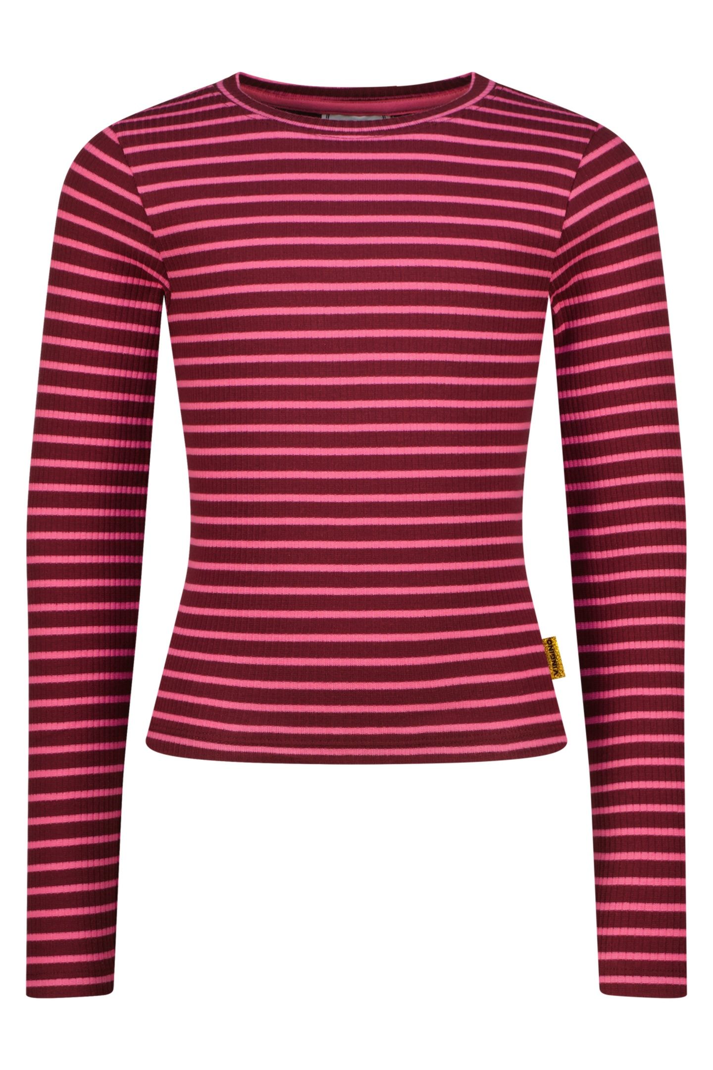GIRLS BASIC FINE STRIPE TOP T-SHIRT SANGRIA SUNSET 1