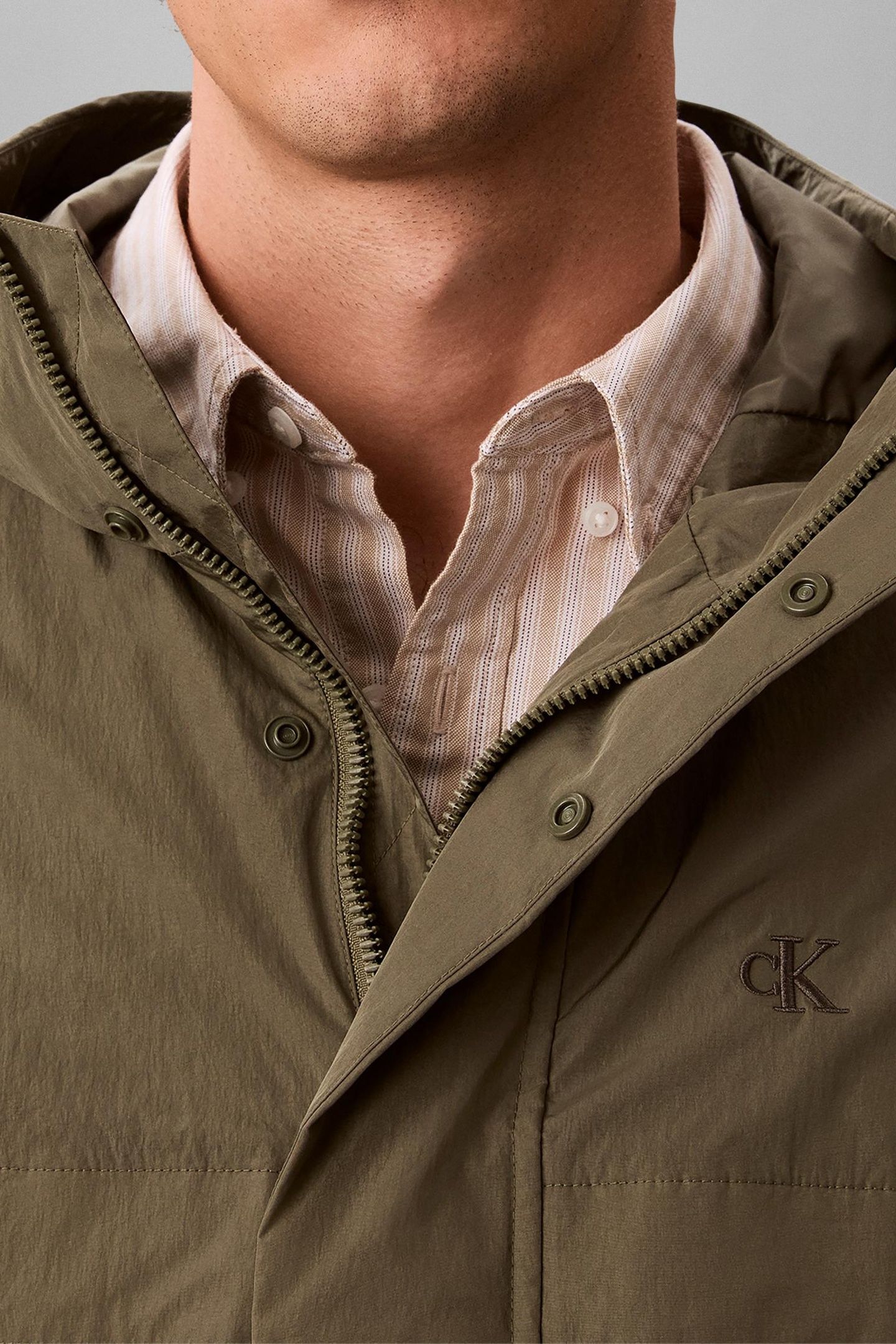 LONG SLEEVE LIGHTWEIGHT NYLON MIXED JACKET DUSTY OLIVE 5