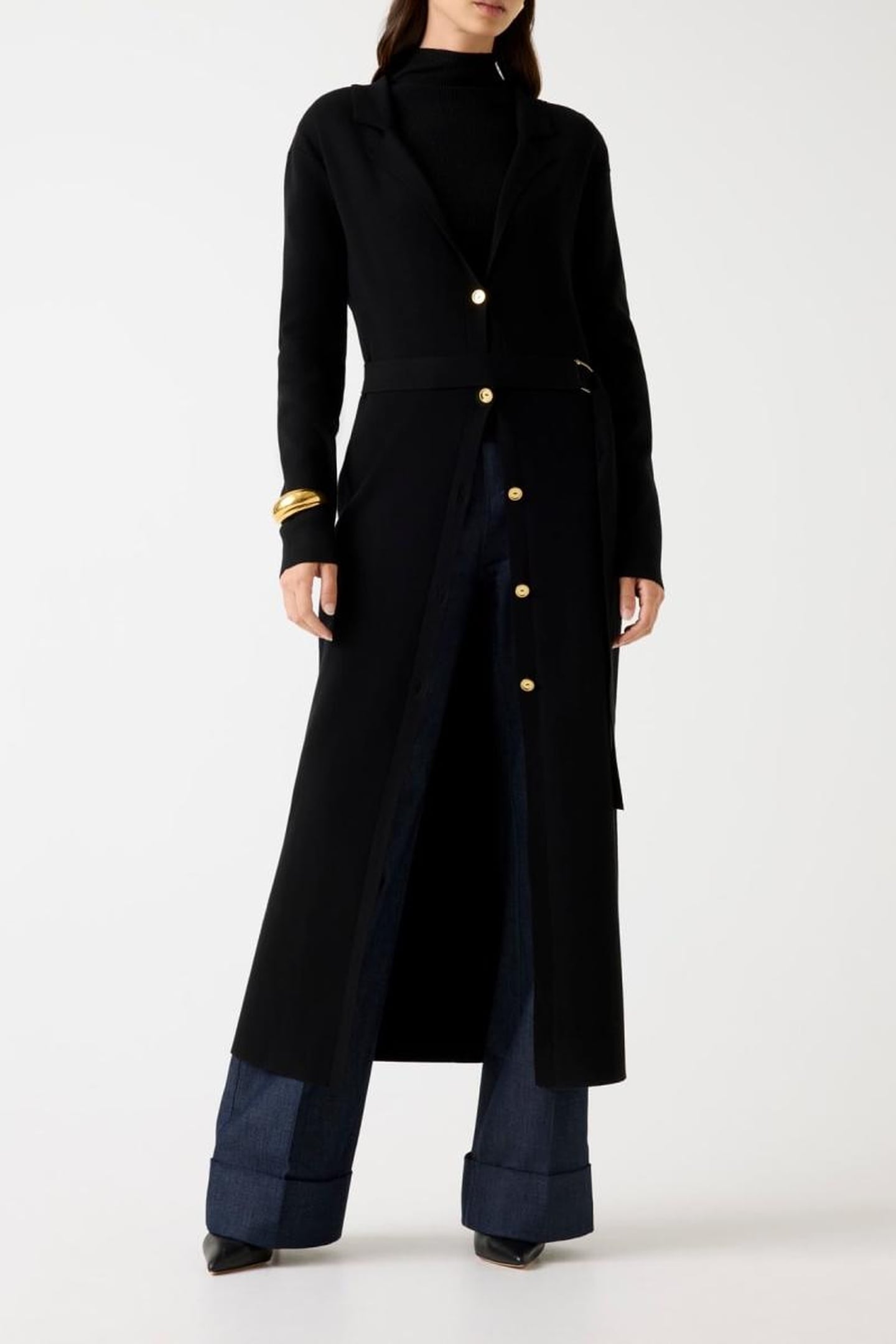 AABISH LONG CARDI SW JET BLACK A996 2