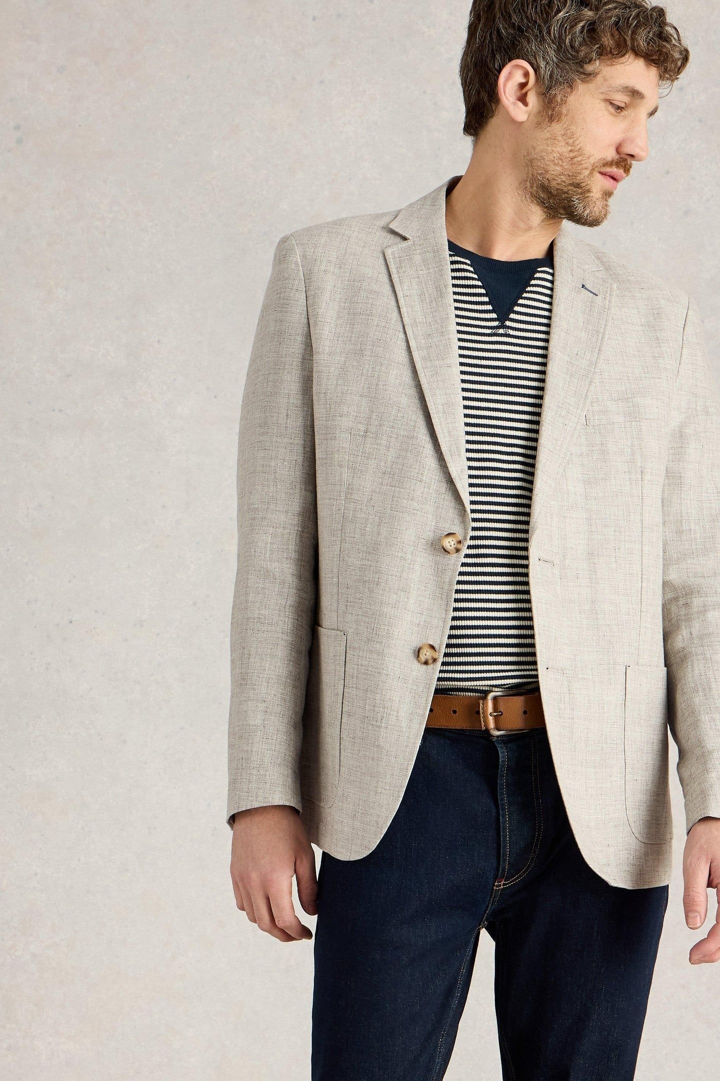 LINEN BLAZER LIGHT GREY 1