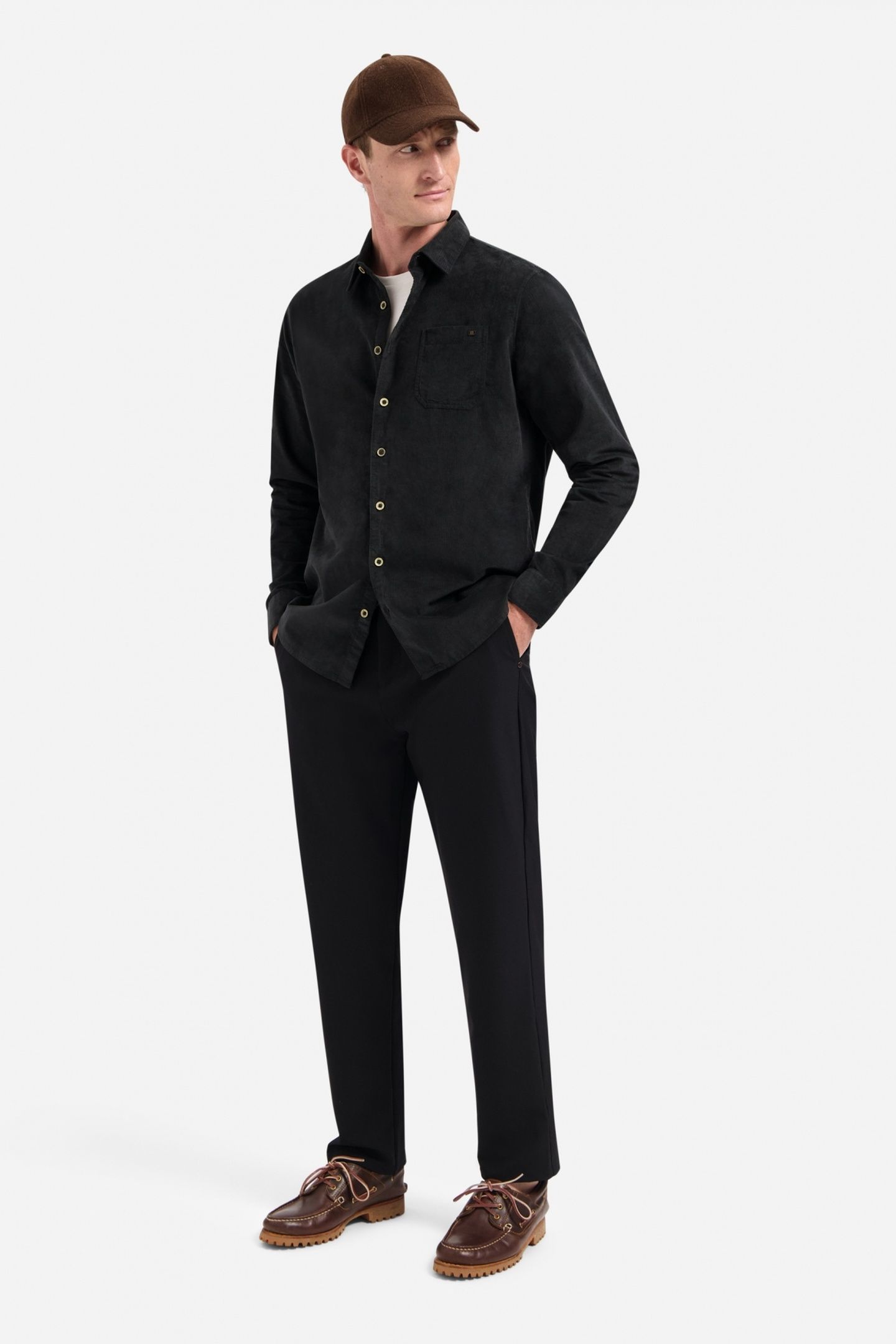SHIRT SOLID FINE HERRINGBONE BLACK 3