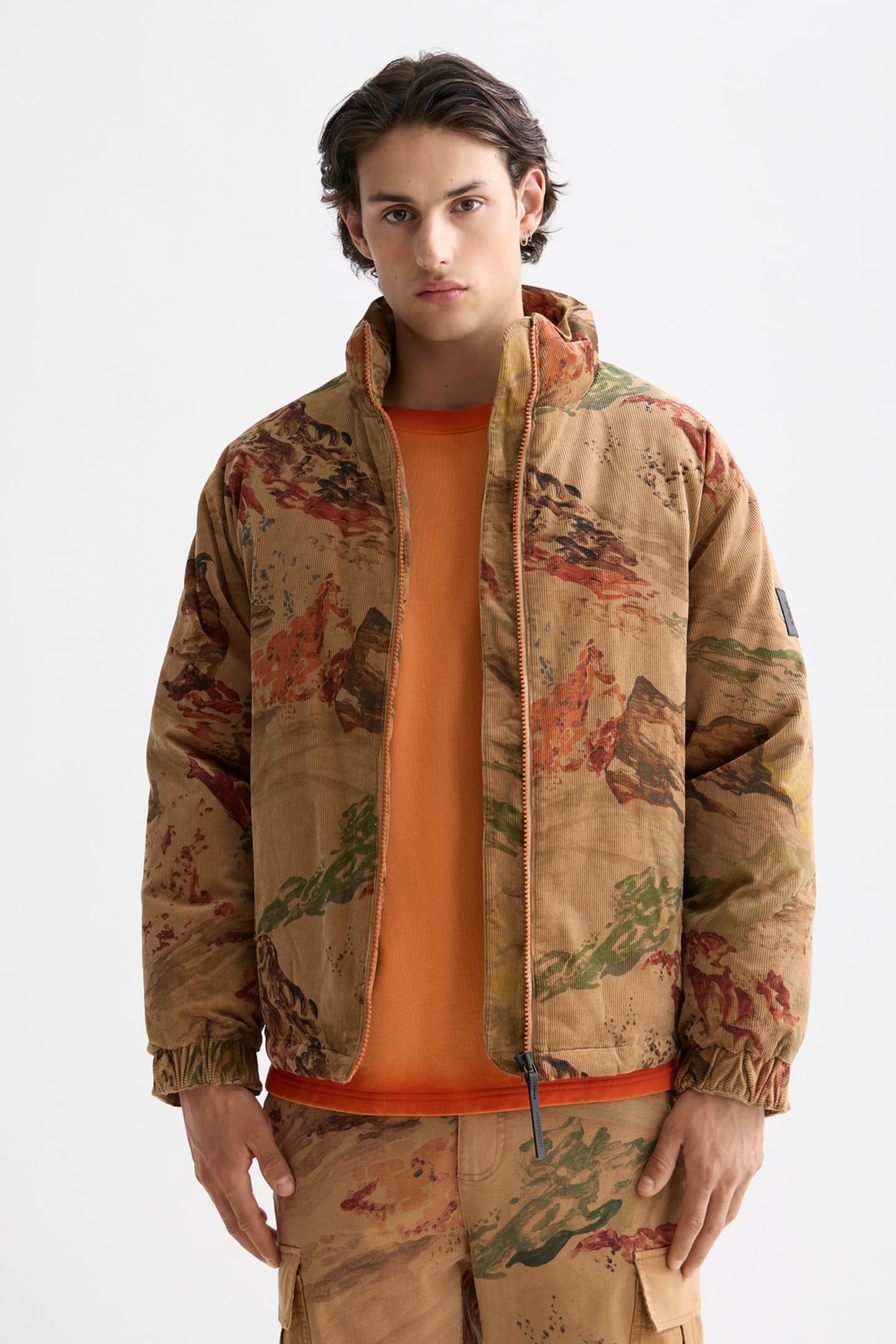 MOUNTAIN PRINT CORDUROY PUFFER MOUNTAIN TANNIN AOP 2