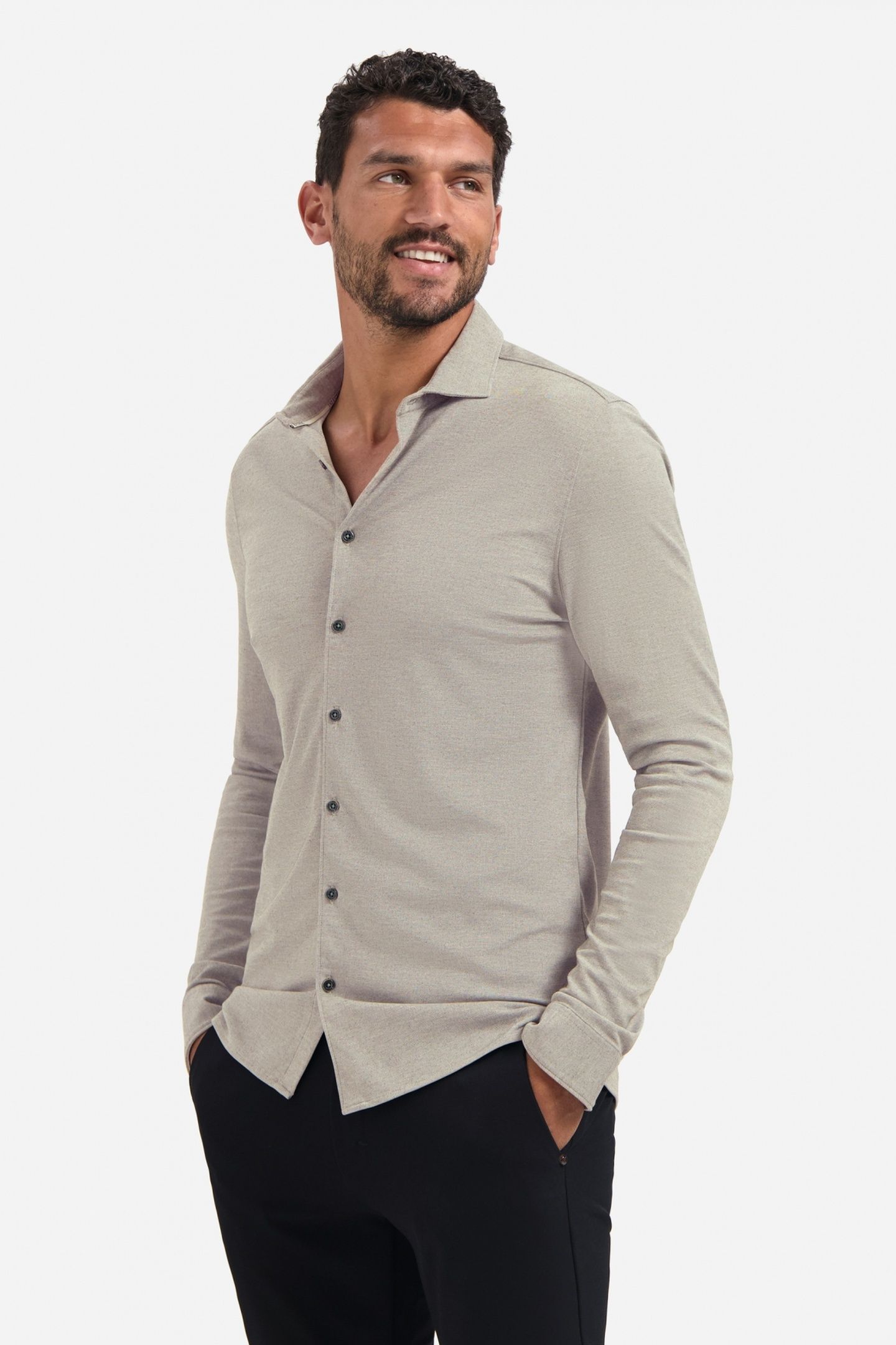 SHIRT JERSEY MELANGE STRETCH CLAY 1