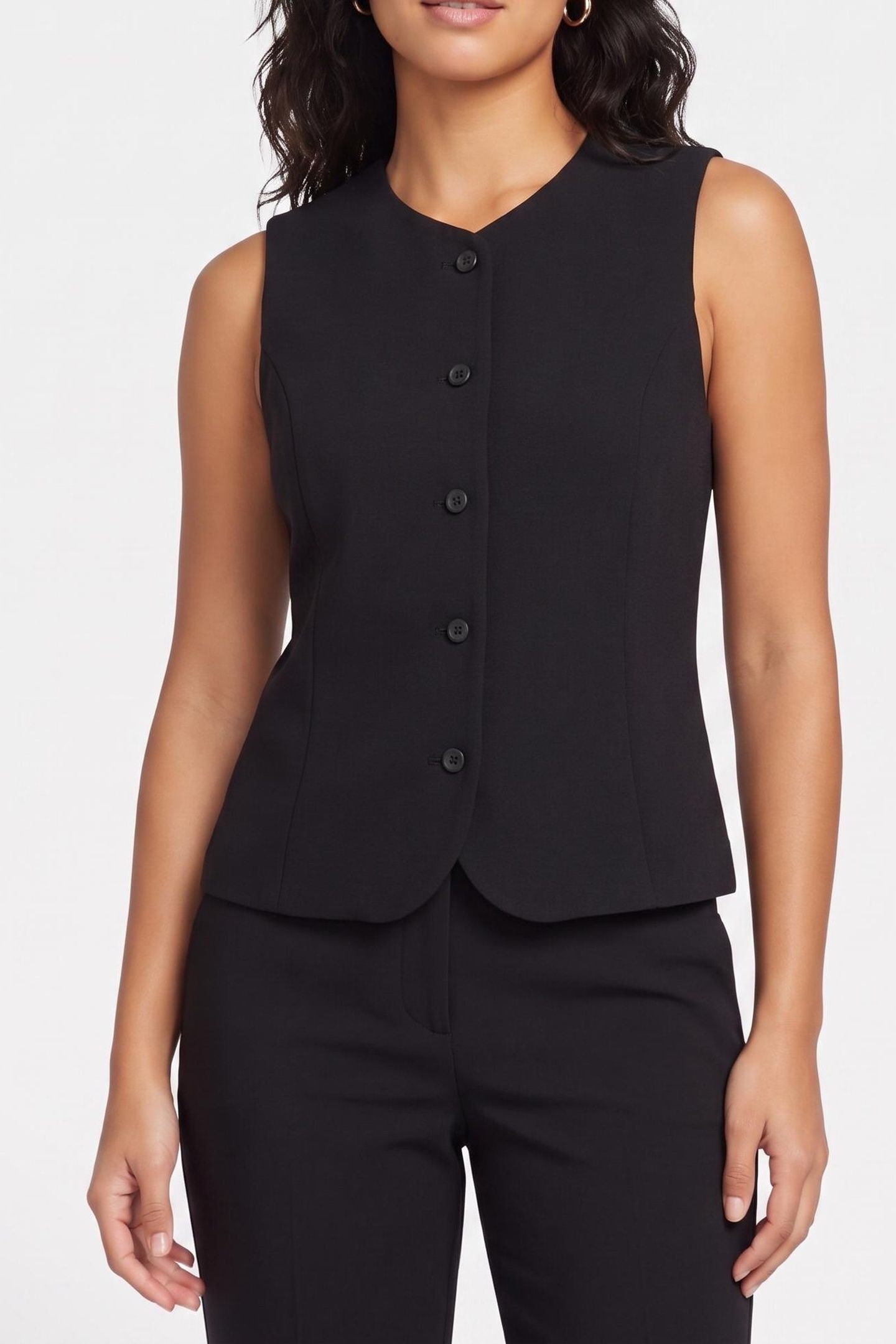 STRETCH CREPE VEST BLACK 1
